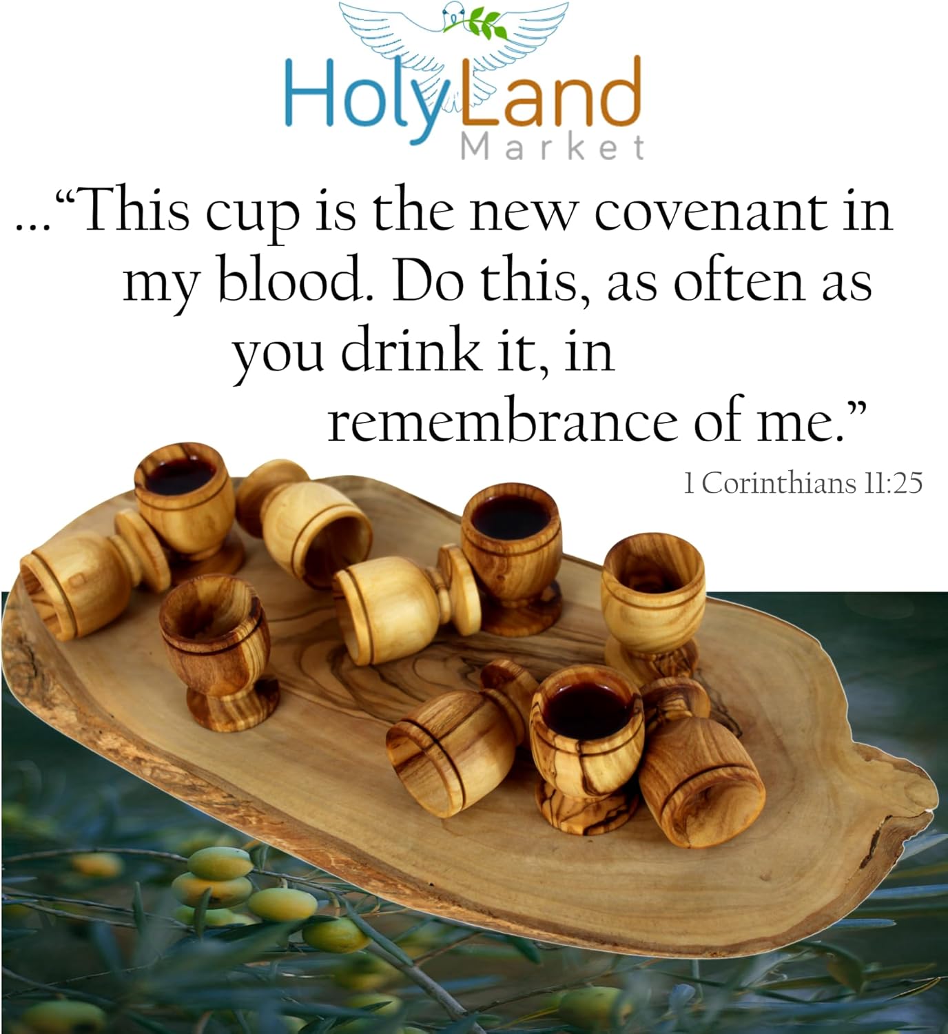 Holy Land Market Olive Wood Small Chalice or Goblet/Wine or Communion Church Cups (1.6 Inches High 0.2 oz) (100 Small Cups)