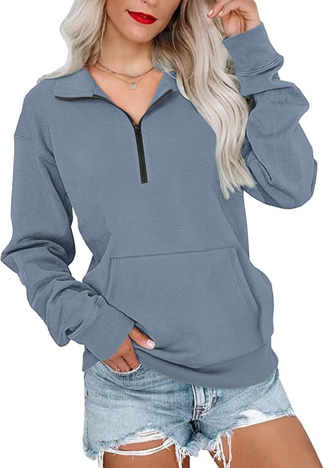 MISFAY Womens Half Zip Oversized Sweatshirts 2026 Casual Long Sleeve Hoodies Quarter Zip Up Pullover Fall Outfits with Pocket