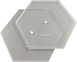 CAKESAFE 9.5 Inch Hexagon Acrylic Disk Set – 2-9.5” Clear ¼” Acrylic Buttercream Disks – Perfect Tool to Smooth the Frosting on Your Cakes, Disk Size and Perimeter Border Engraved on all Disks