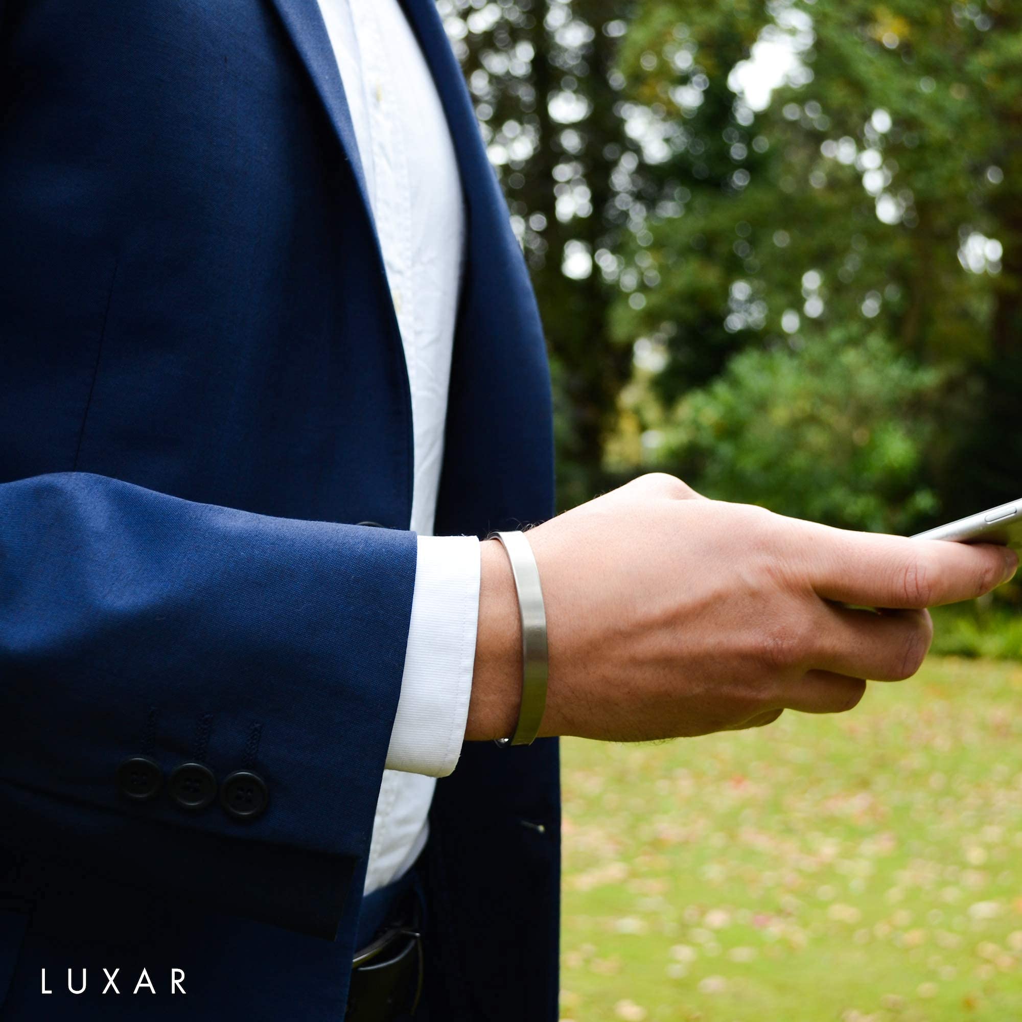 LUXAR® Men's Titanium Therapy Bracelet for Pain Relief