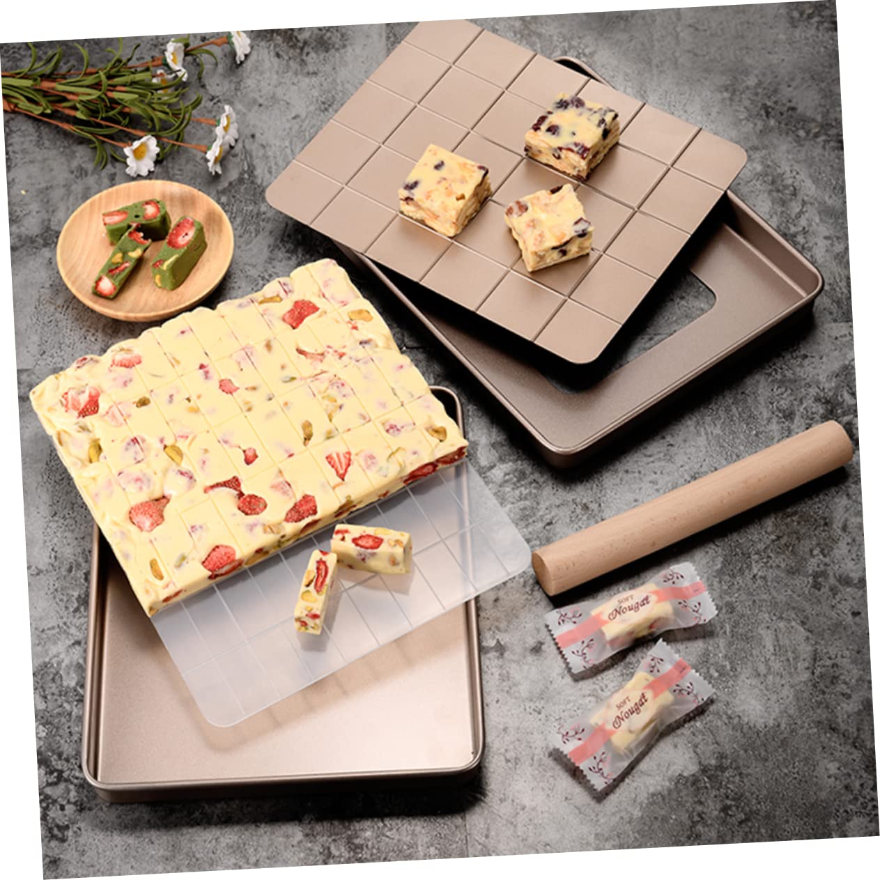 MAGICLULU Moule à Nougat Métal Fait Main Ensemble de Moules Plateaux pour Pâtisserie Accessoires de Cuisine