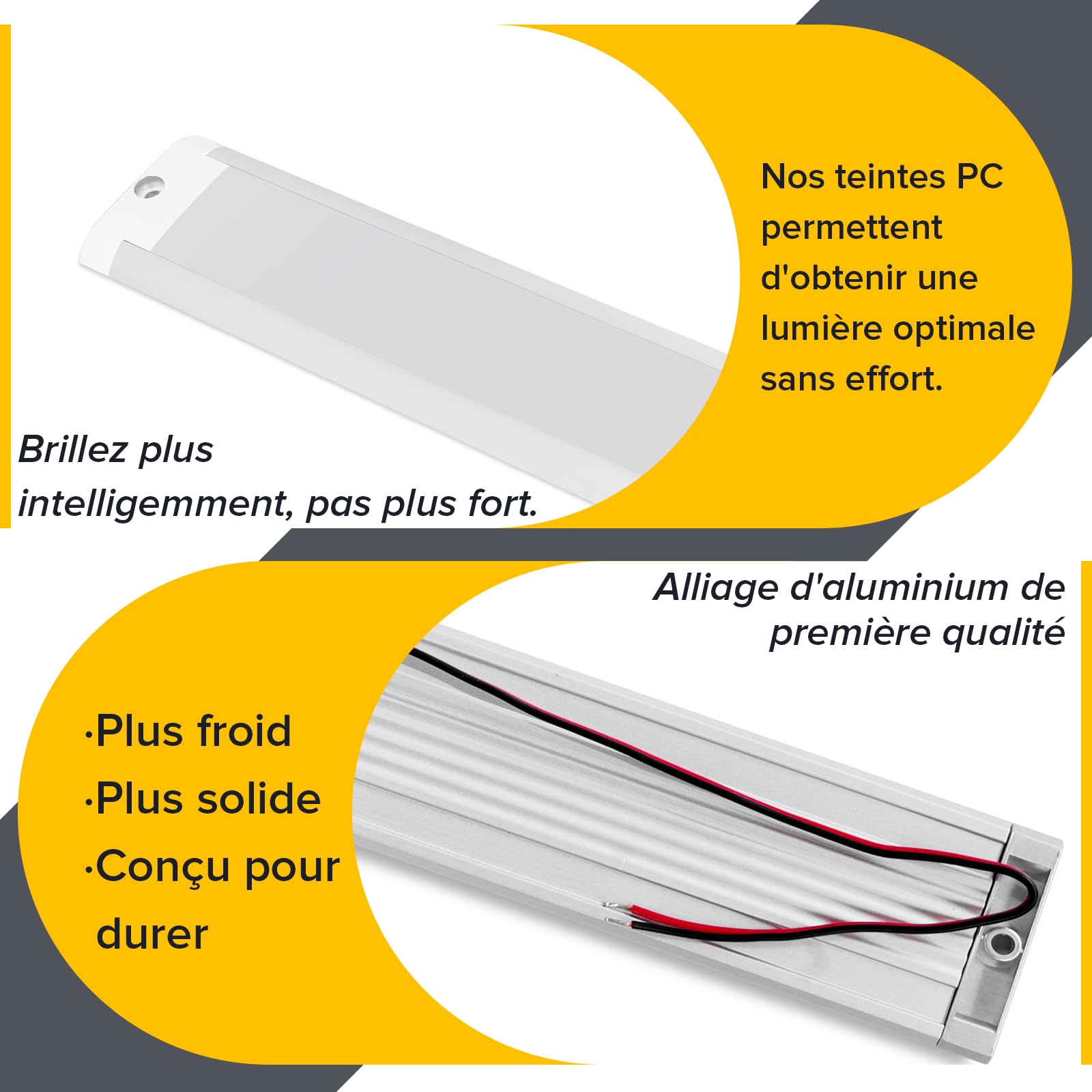 Dream Lighting Réglette LED 12v pour Camping Car Caravane Camper sous Armoire, Lumière Chaude 3000K Dimmable avec Détecteur, Lampe LED Blanc 32CM IP44 Boîtier en Aluminium