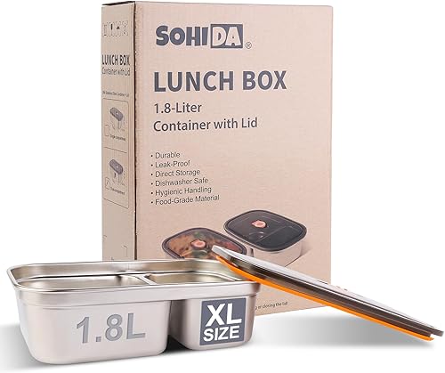 Miniatura 8 de Lonchera Calentada de 1.8L+0.5L para hombres, lonchera eléctrica de 80 W con utensilios de mango largo para adultos, lonchera Eléctrica portátil de