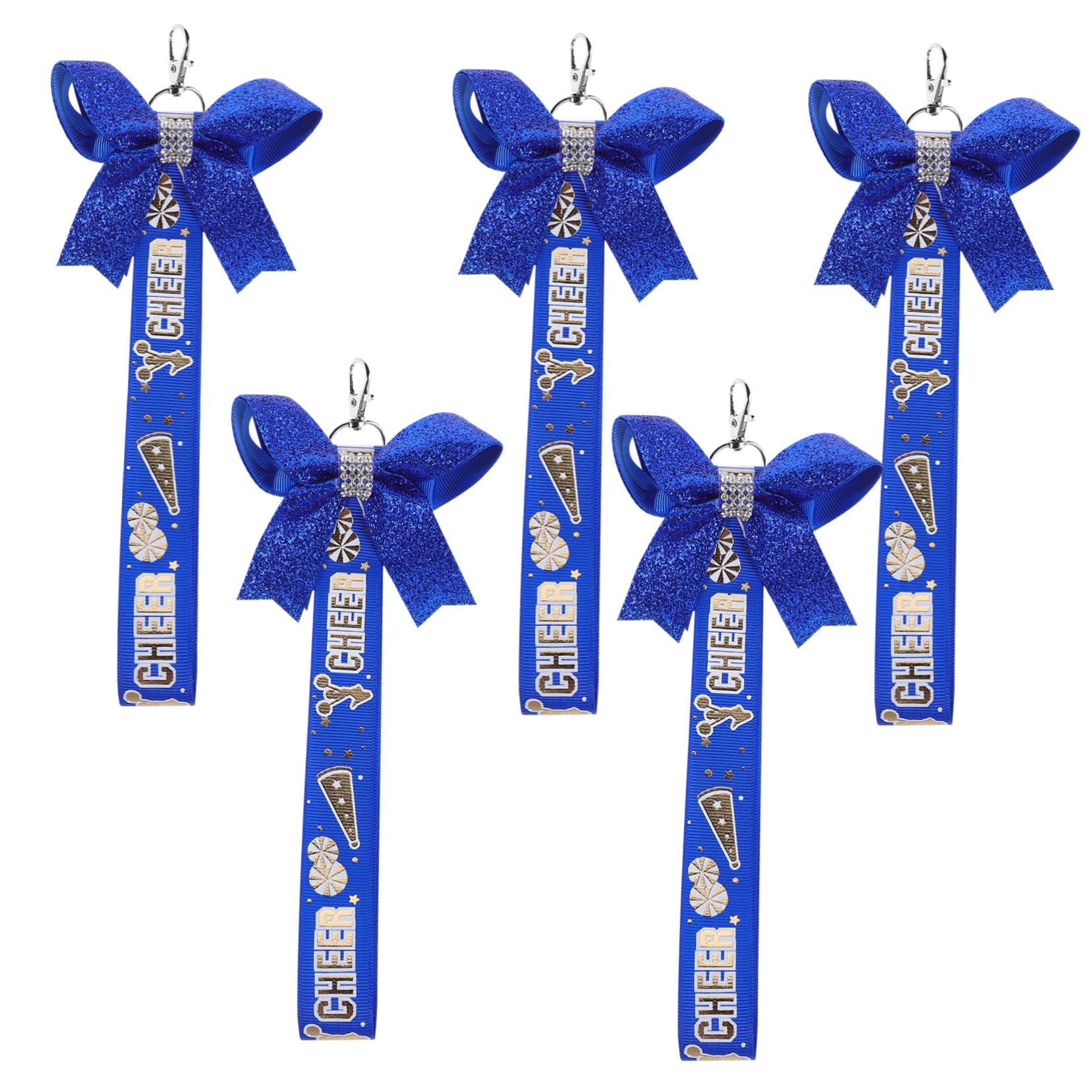 Happyyami 5Pcs Cheerleader Bow Keychain with Energetic Ribbon Cute and Stylish Keychains for Multipurpose Key Ring Accessories for Backpacks and Bags