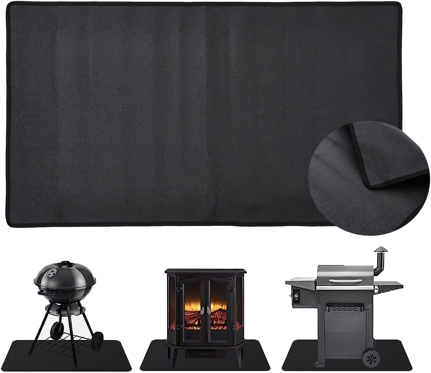 SAFE-TECH NFPA 701 Tested Fire Resistant 24″ x 42″ - Large Heat Resistant Fire Place Floor Mat up to 550°C - Non-Itchy Heavy Duty BBQ Fire Proof Floor Protection Mat– Approved UK Brand