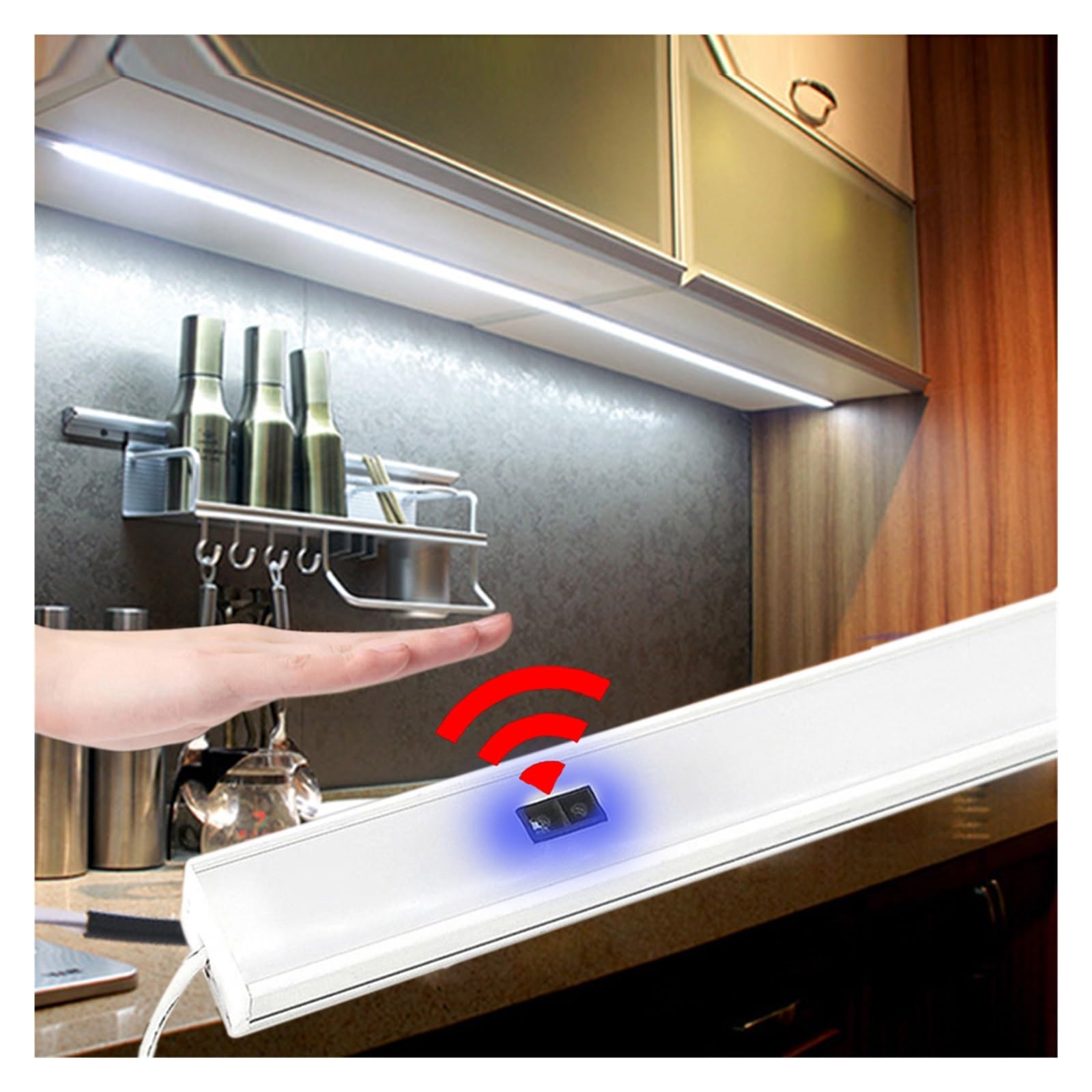 Oświetlenie Pod Szafką Przełącznik Czujnikowy LED Pod Szafką Oświetlenie Kuchenne Szafa Do Sypialni Lampki Nocne Listwa Lampa Wewnętrzna 30/40/50cm(2 lights with power,40cm)