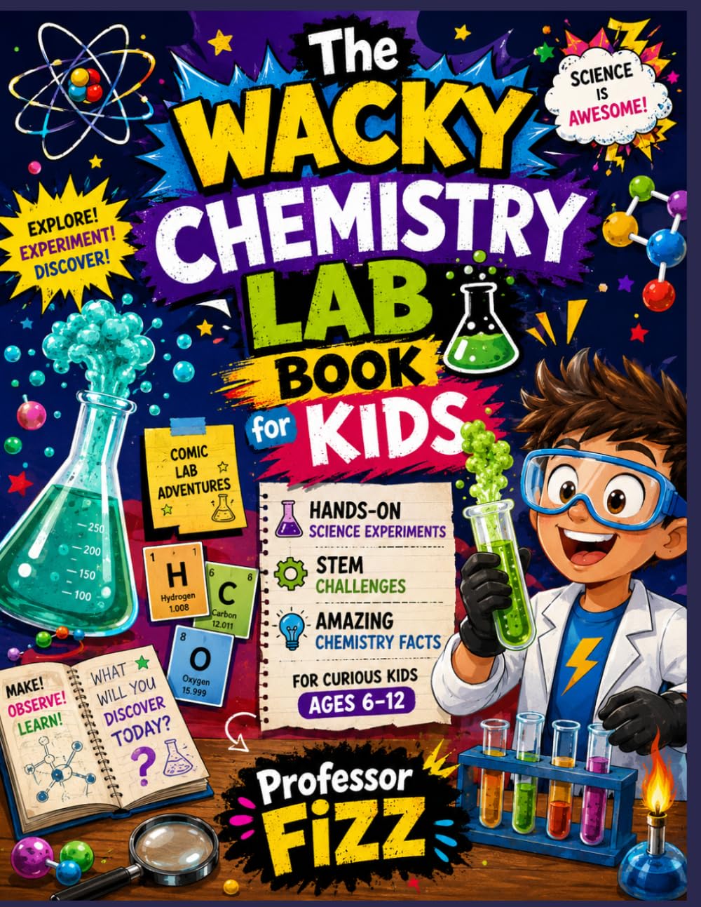 The Wacky Chemistry Lab Book for Kids: Comic Lab Adventures, Hands-On Science Experiments, STEM Challenges and Amazing Chemistry Facts for Curious Kids Ages 6-12