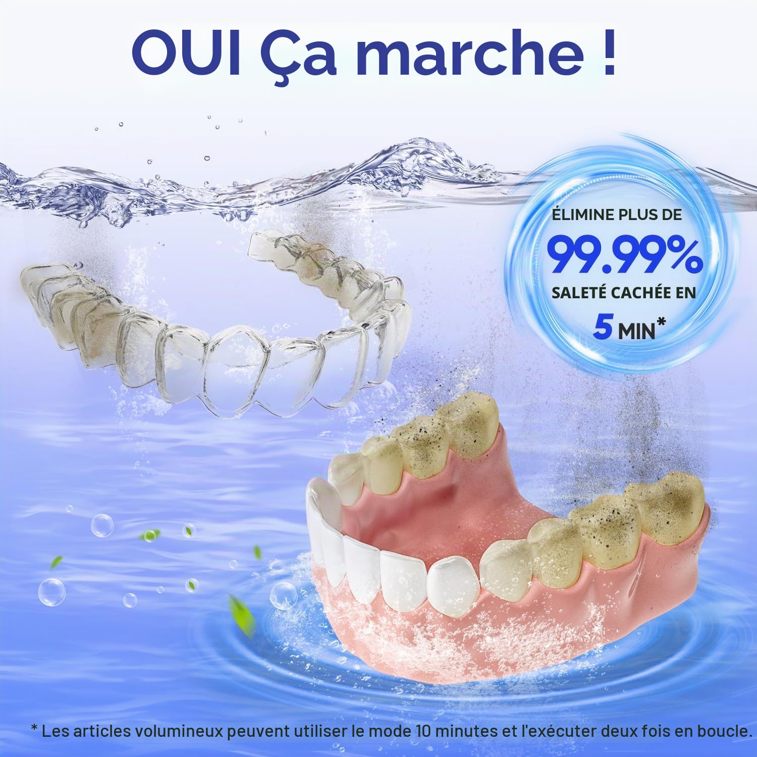 MySmile Nettoyeur de retenue à ultrasons 200ML 45 kHz avec minuterie numérique pour prothèses dentaires
