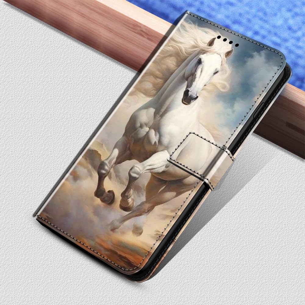 EuoDuo per Xiaomi Redmi A1 / Redmi A2 4G Cover Portafoglio in PU Pelle Custodia Libro Magnetica Antiurto Completa Protettiva Flip Caso Wallet Case Disegni di Blu Bianco Lupo