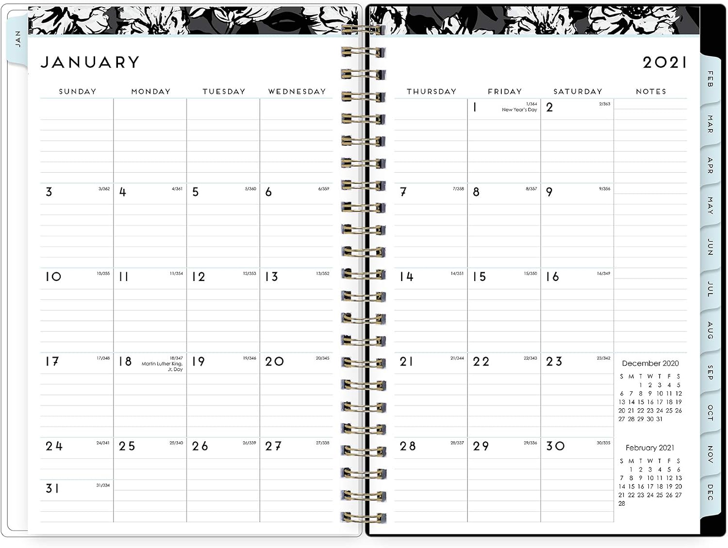 Blue Sky 2021 Weekly & Monthly Planner, Flexible Cover, Twin-Wire Binding, 5" x 8", Baccara Dark (110212-21)