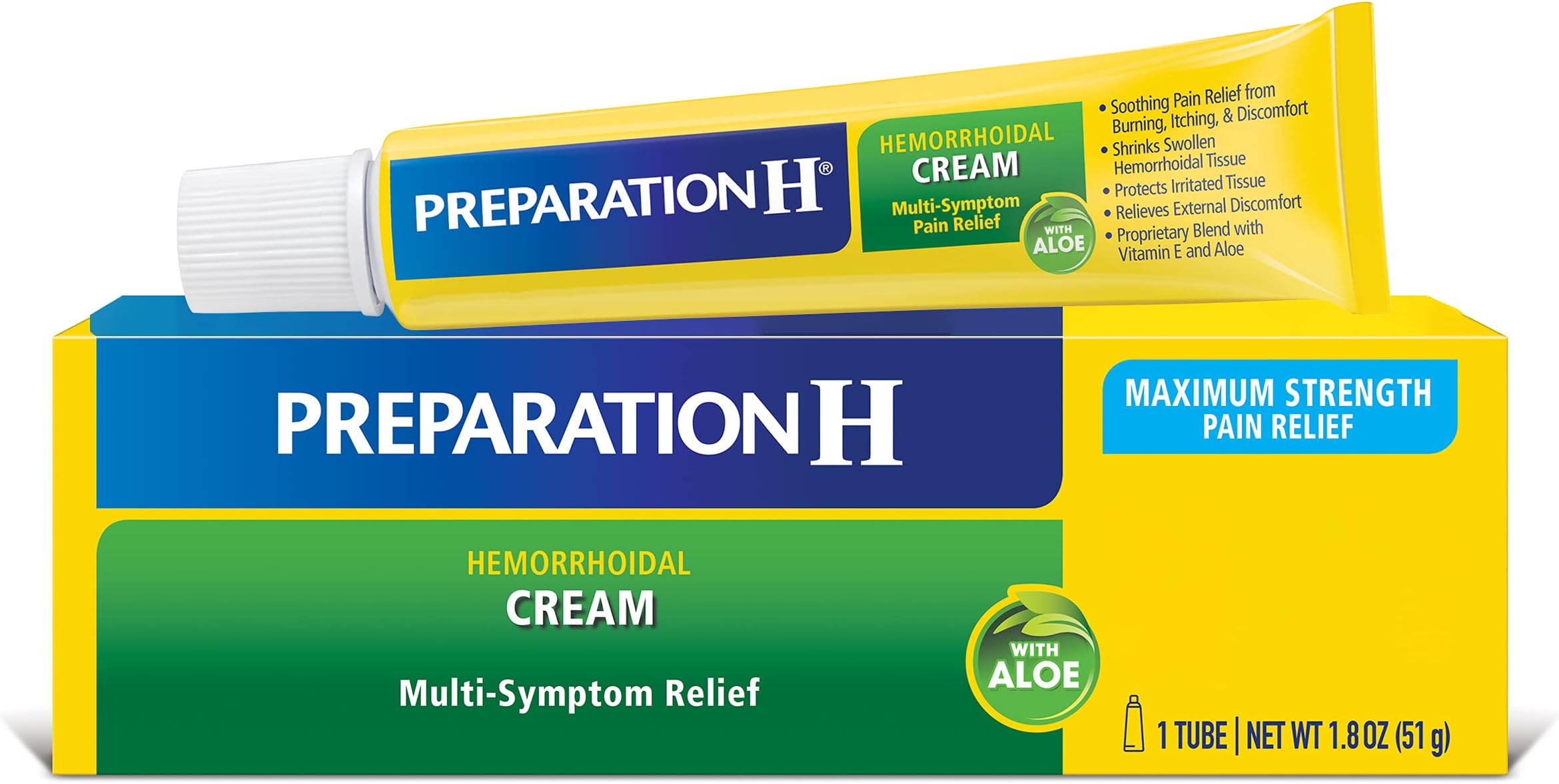 Hemorrhoid Cream with Aloe for Multi-Symptom Relief - 1.8 Oz Tube