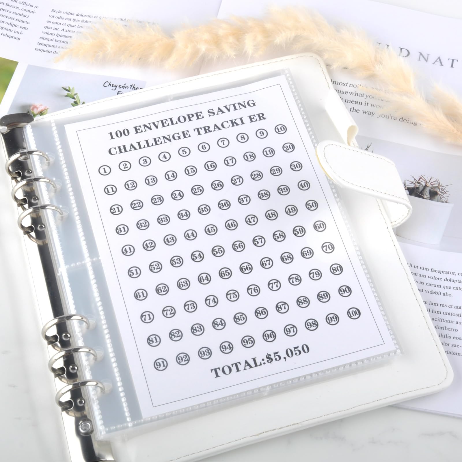 Lot De 100 Enveloppes Challenge Binder - Classeur Budget Économies 5050€ - Version Noir