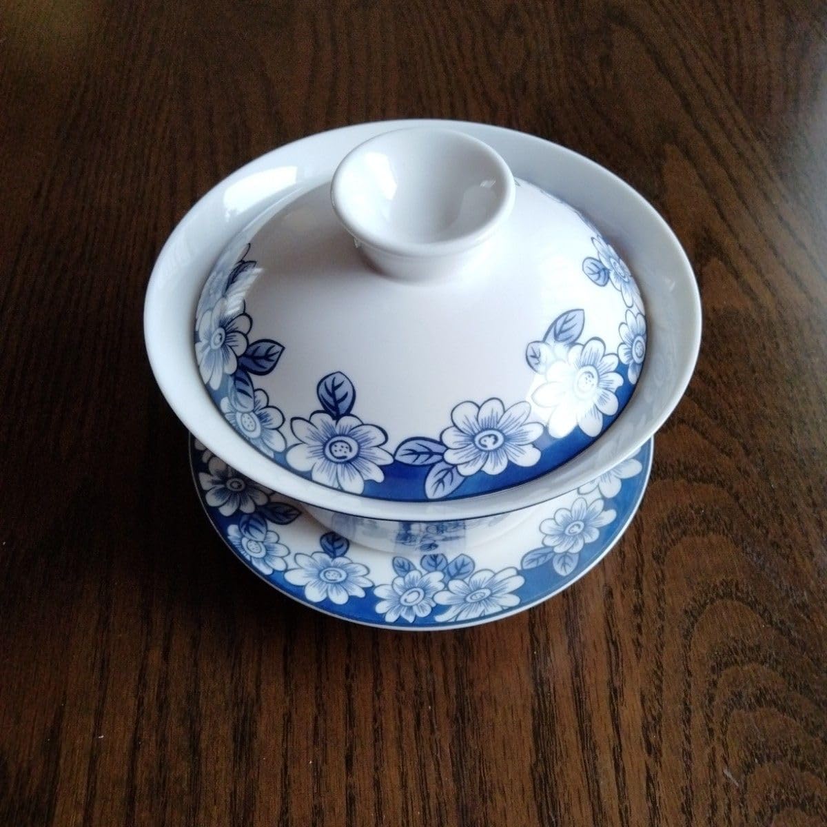 Amazon.co.jp: 中国骨董染付青花高台蓋皿付碗茶道具大き目サイズ茶碗蓋 