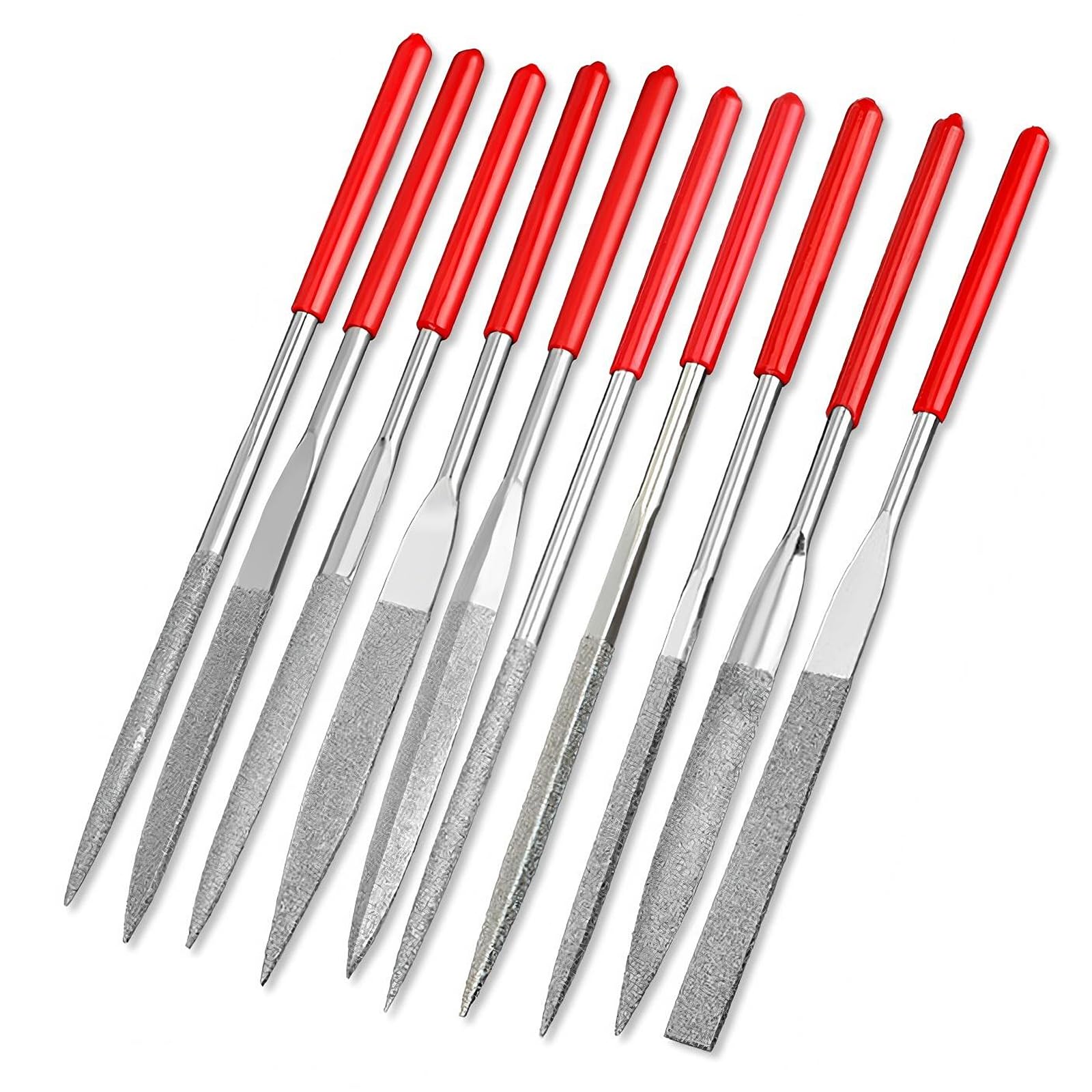 Doetyd Red 10 Pcs 2 X 100Mm Diamond File Set, Precision Mini Needle Files For Jewellery, Glass And Wood Carving, Versatile Needle File Set For Crafts And Metalwork