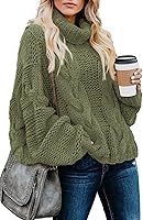 Dokotoo Women's Cable Knit Turtleneck Sweater Chunky Oversized Long Sleeve Pullover Fall Winter Outerwear