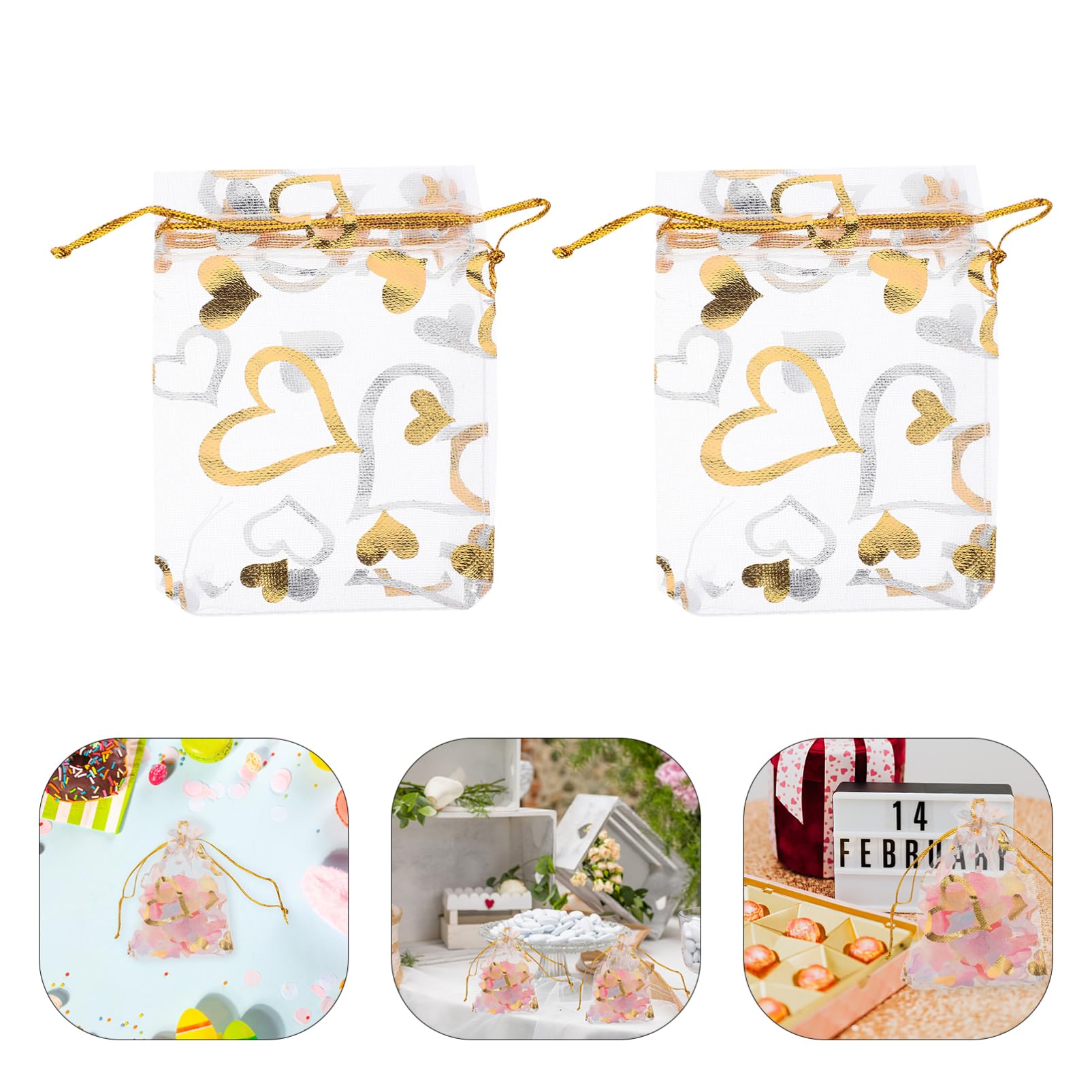 JECOMPRIS 300pezzi Sacchetti Organza Trasparenti Con Cordino Per Matrimonio e Compleanni Perfetti Per Gioielli e Dolciumi Eleganti e Pratici Per Ogni Occasione