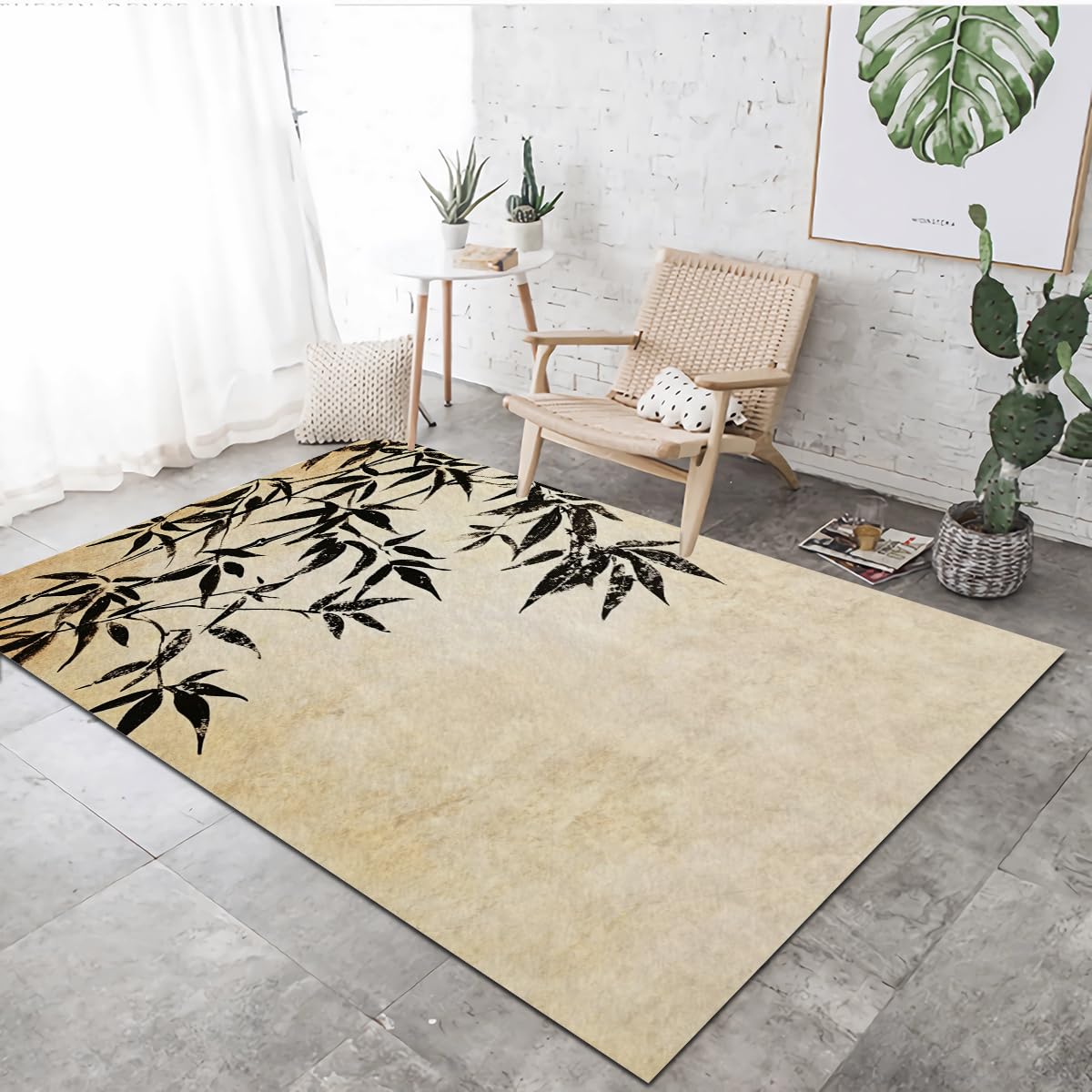 Tapis Bambou Intérieur poils ras lavable fini la poussière incrustée