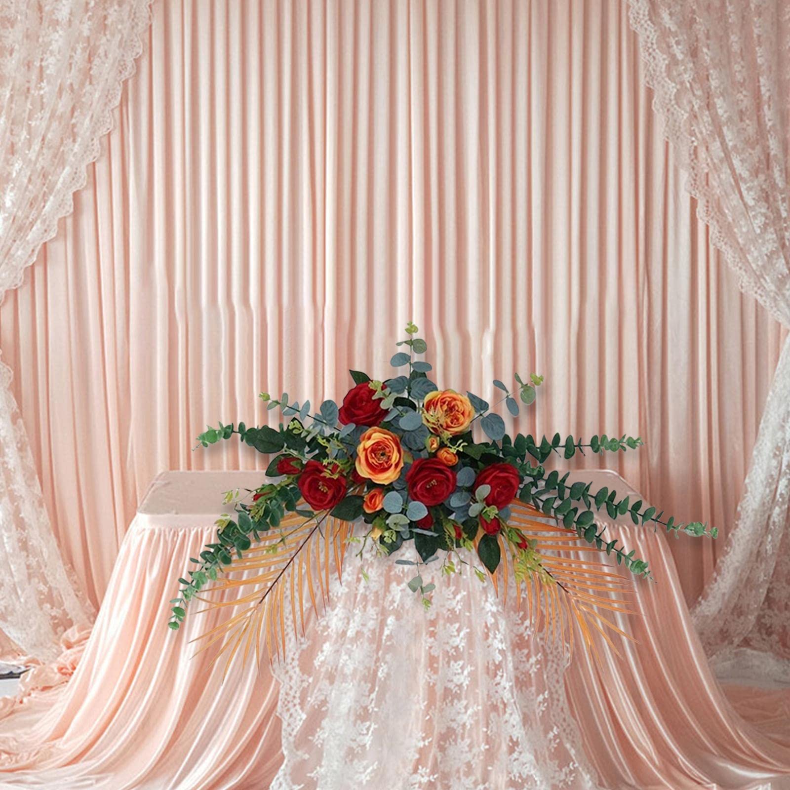Kunstblumen Rückwand Dekoration Hängende Blütenarrangements Requisiten Handgefertigt Aus Seidenmaterial für Hochzeiten Feiern Fotohintergru, Rot