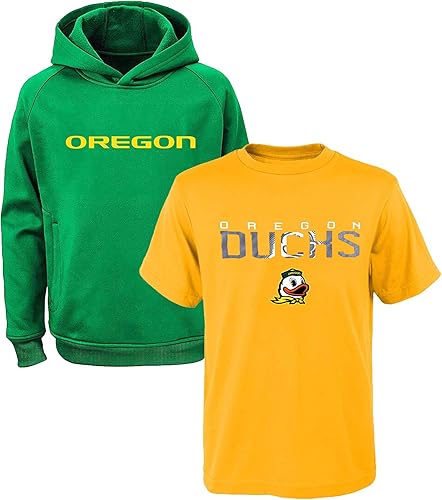 NCAA Youth 8-20 - Conjunto combinado de sudadera con capucha y camiseta con logotipo primario de poliéster de rendimiento de 2 unidades