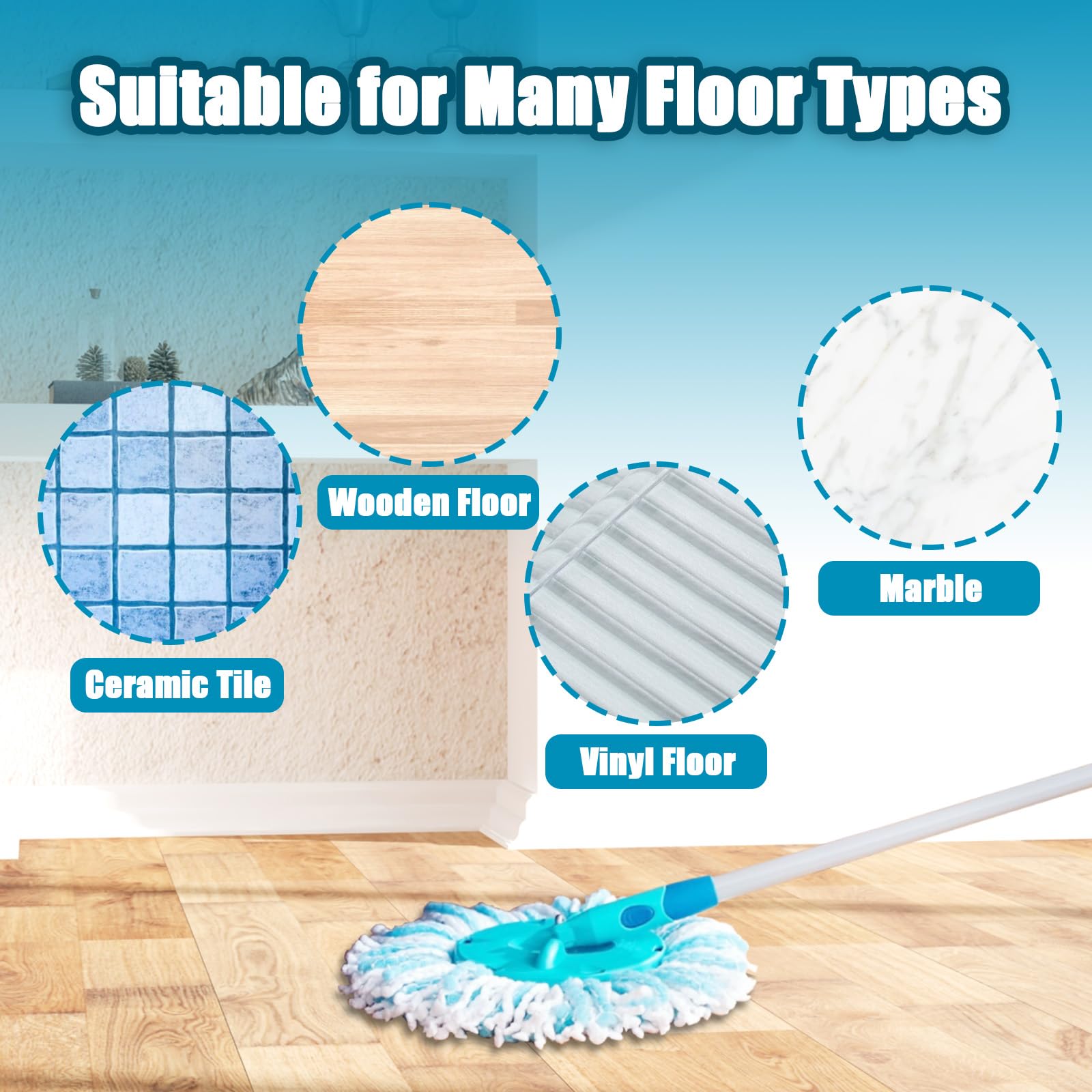 WinGluge 2 Piezas Cabezas de Fregona de Repuesto Compatible con Leifheit Clean Twist Disc Mop, Cabezal de Recambio para Mopa to Fregona Microfibra Buena Absorbencia, para Limpia tu Piso