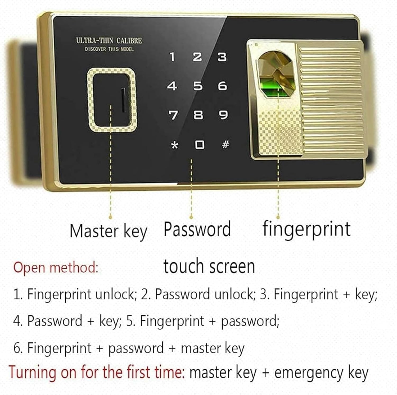 AMNOOL Digital Waterproof Safety Cabinet Fireproof Proof Digital Finger, 40 X 36 X 32cm, Black