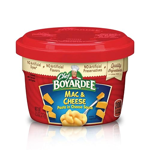 Chef Boyardee - Macarrones con queso de 7.5 onzas. Potes para microondas (paquete de 12 unidades)