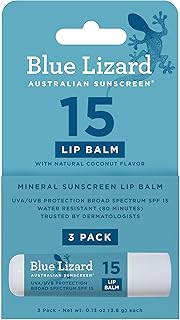 Mineral SPF 15 Lip Balm, 3-Pack: Broad Spectrum Sun Protection, Natural Coconut Flavor, 8 Natural Oils, Infused with Australian Kakadu Plum, Rich in Vitamin C, Vegan, Each Tube 0.13 oz.