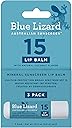 BLUE LIZARD Mineral SPF 15 Lip Balm, 3-Pack: Broad Spectrum Sun Protection, Natural Coconut Flavor, 8 Natural Oils, Infused with Australian Kakadu Plum, Rich in Vitamin C, Vegan, Each Tube 0.13 oz.
