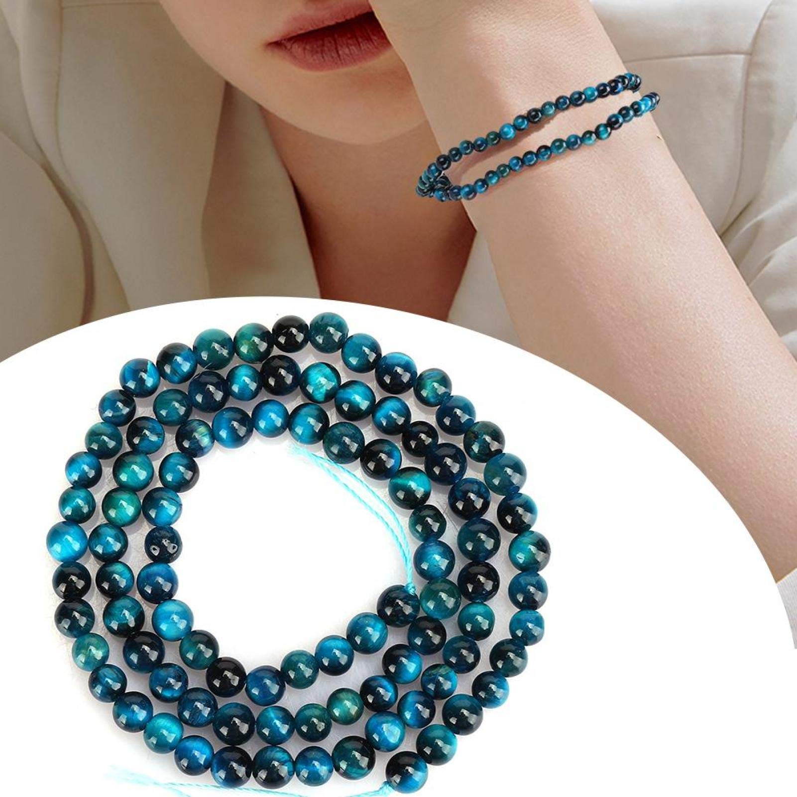Bracelet En Pierres Naturelles - Perles D'Œil De Tigre Bleu Foncé - Neuf Avec Étiquettes - Sans Marque