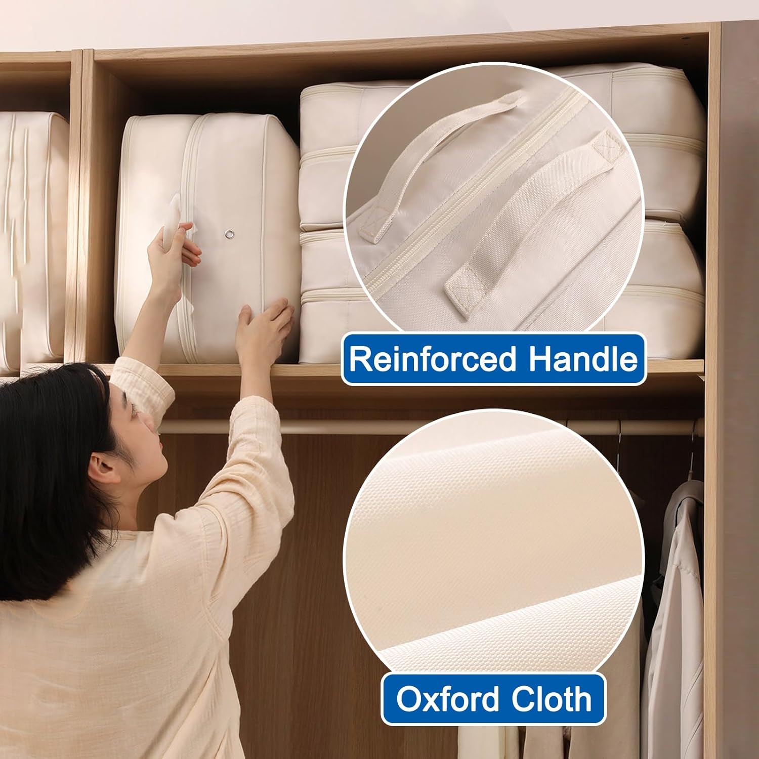 2 Pack Under Bed Storage, Foldable Underbed Storage Containers, Washable, Compressible, Ideal for Clothes, Quilt, Blanket(Blue,Medium)