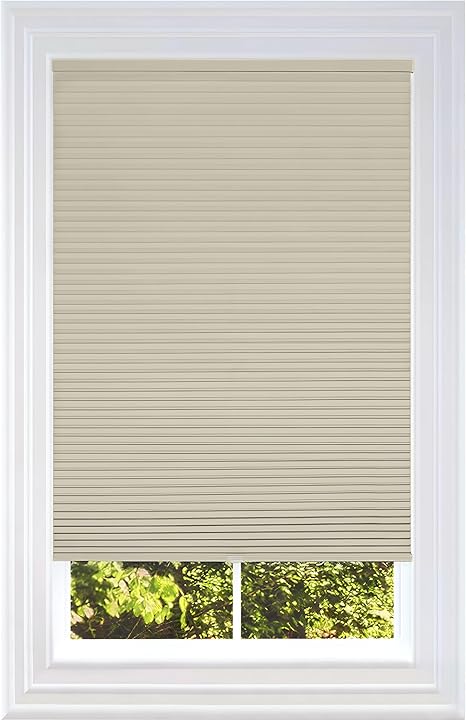 BlindsAvenue Cellular Honeycomb Cordless Shade, 9/16" Single Cell, Blackout, Fawn, Size: 56" W x 48" H