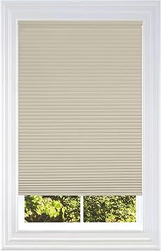 BlindsAvenue Cellular Honeycomb Cordless Shade, 9/16" Single Cell, Blackout, Fawn, Size: 56" W x 48" H