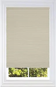 BlindsAvenue Cellular Honeycomb Cordless Shade, 9/16" Single Cell, Blackout, Fawn, Size: 56" W x 48" H