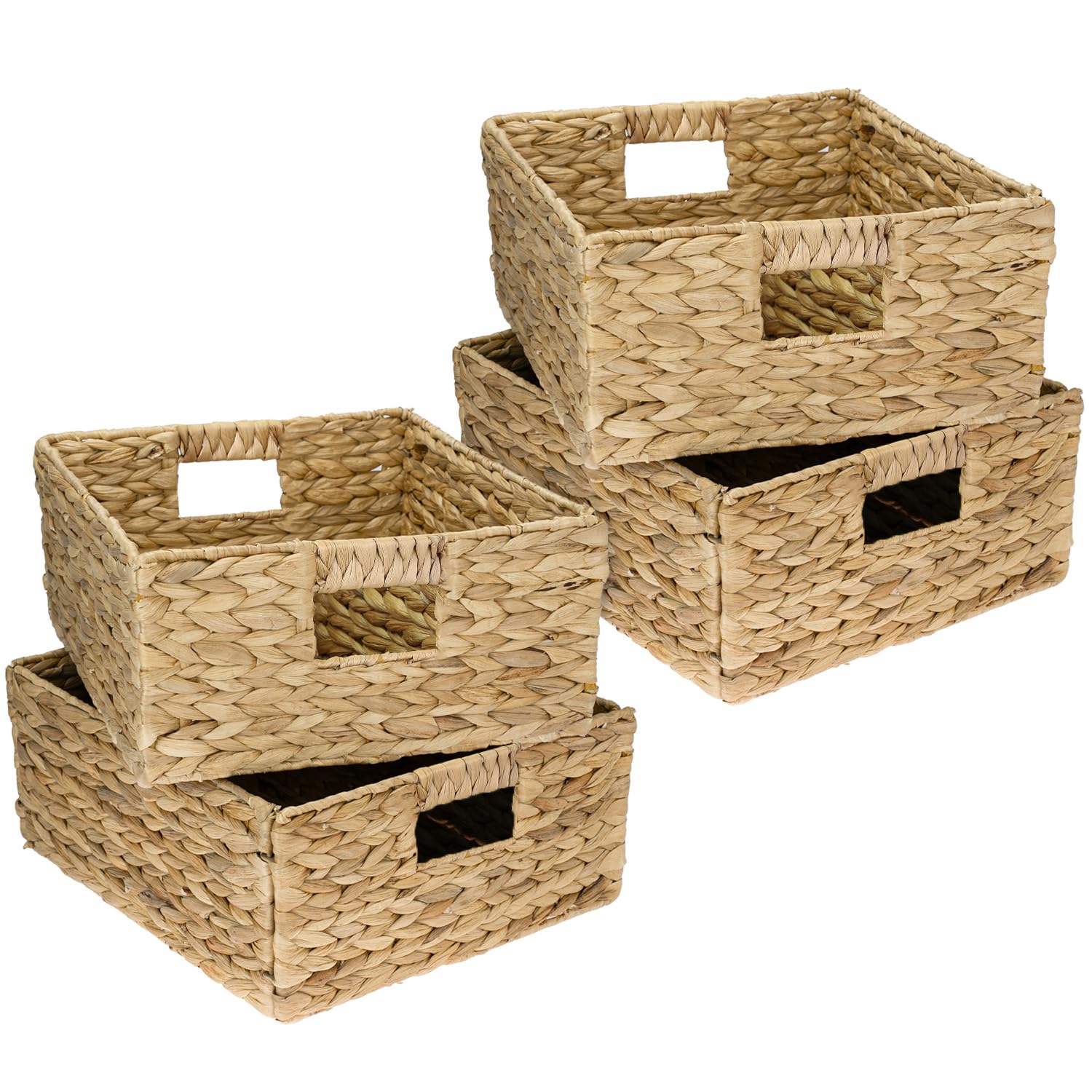 Happy Fox Cesto in vimini intrecciato, grande contenitore per giocattoli, 39,9 x 30 x 18 cm, cestino in giacinto d'acqua per organizzare oggetti da camera da letto e bagno (L