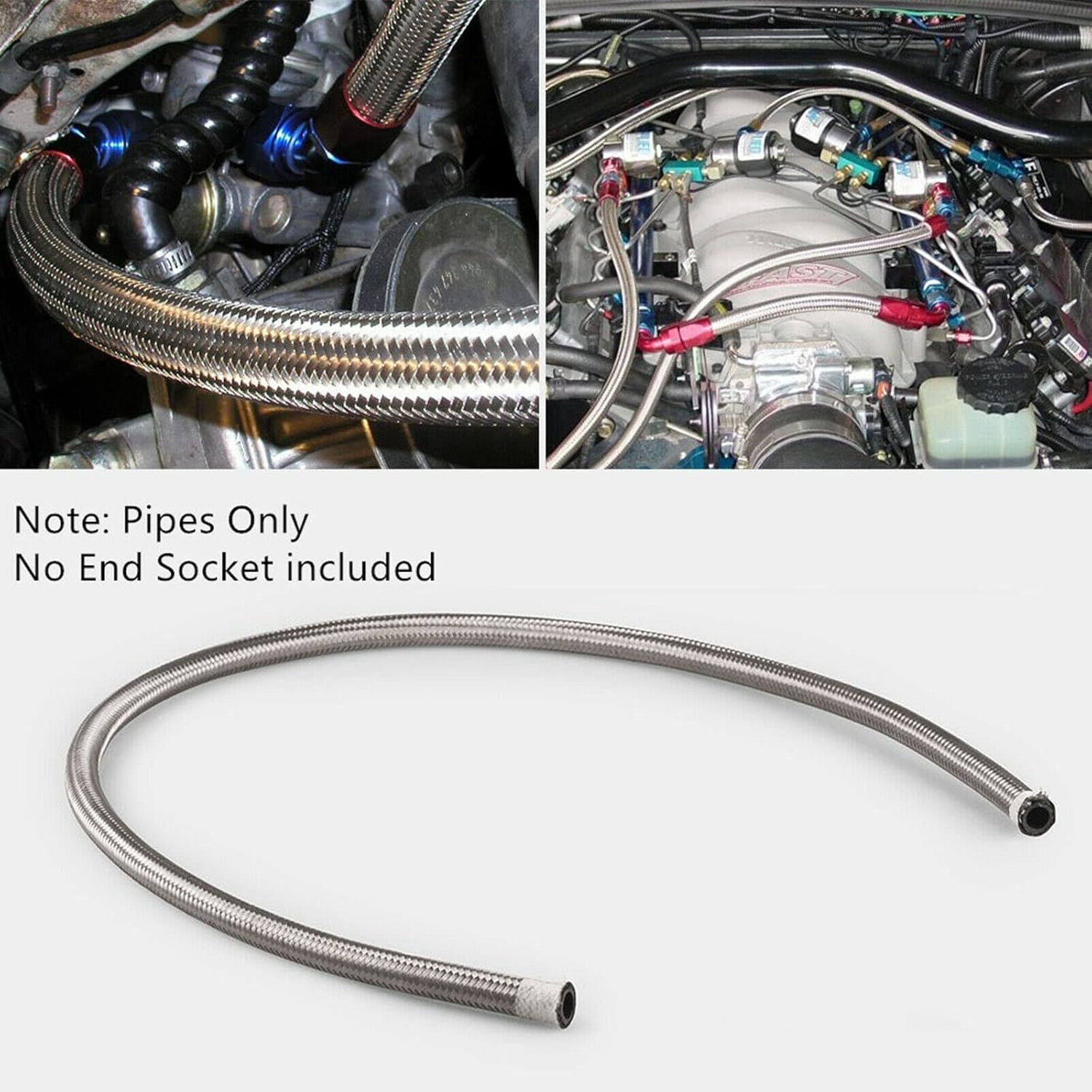 8AN 20Feet Stainless Steel Nylon Braided Fuel Line Hose Oil Gas Hose Oil Line Hose Silver