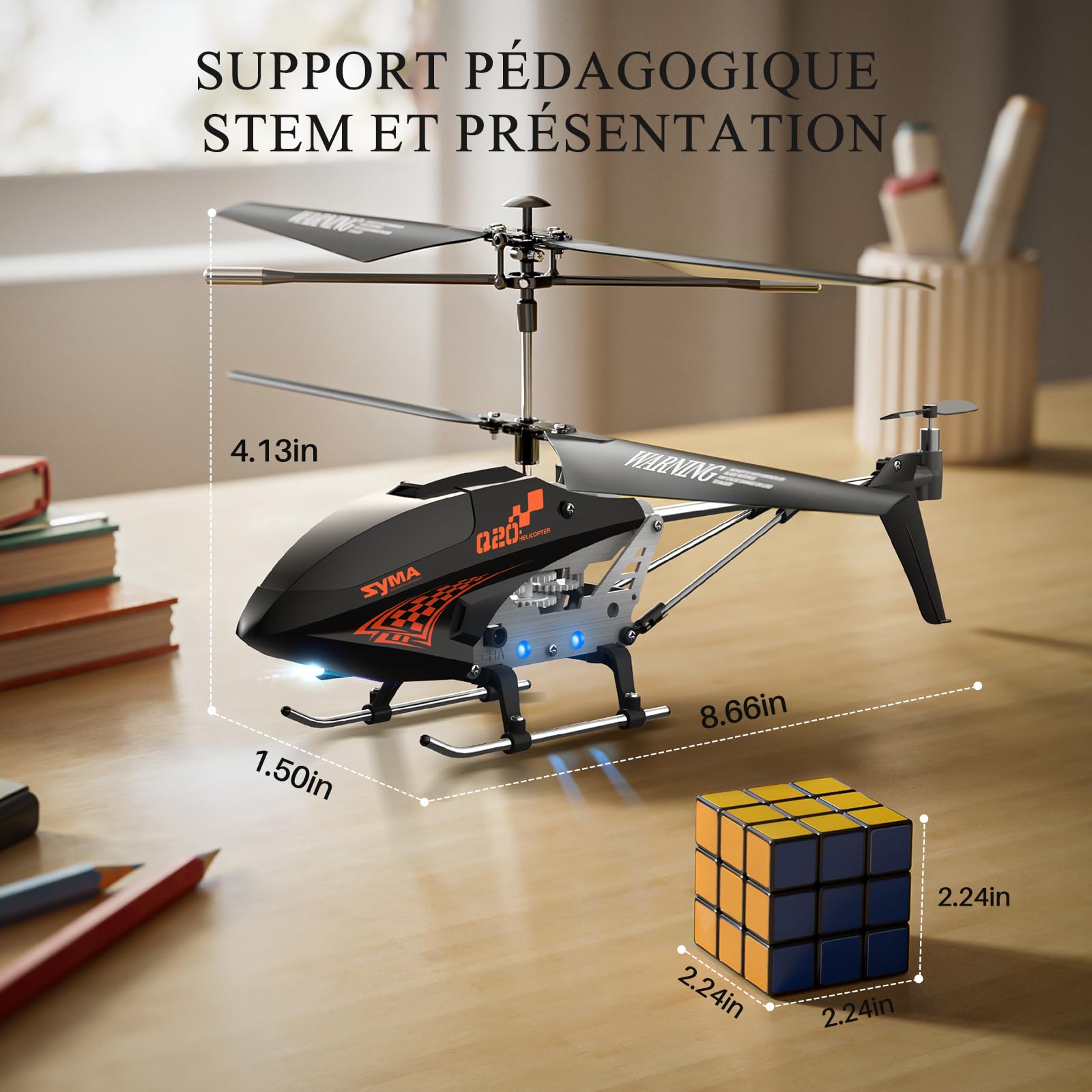 Syma Q20 Hélicoptère Télécommandé avec Maintien d’Altitude, 2 Vitesses, Gyroscope, Corps Alliage, Vol Intérieur, Cadeau Jouet pour Enfants