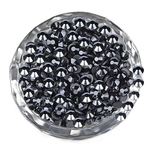 Miniatura 7 de LPBeads - 6400 unidades de diamantes de imitación termoadhesivos color negro transparente con parte trasera plana, 5 tamaños mixtos, gemas de