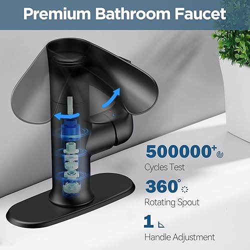 Miniatura 8 de MakeFit Grifos de baño en cascada con filtro, grifo de lavabo de baño filtrado 2024, grifo negro para fregadero de 1 agujero y 3 agujeros, juego de