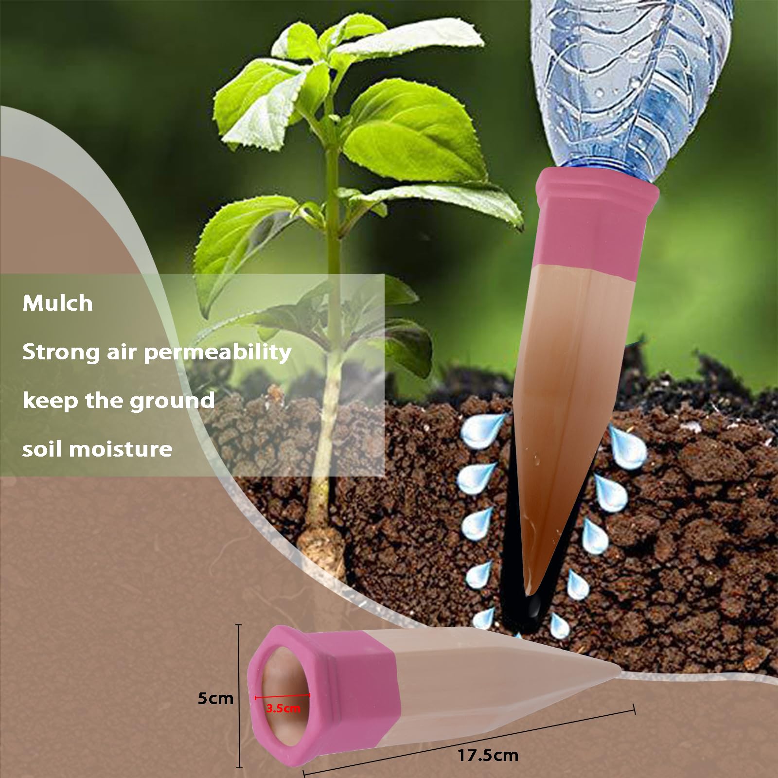 Lot de 6 Oyas A Planter Terre Cuite, Arrosage Goutte à Goutte Ollas Terre Cuite, Système d'Irrigation Arrosage Automatique et Ecologique pour Plante d'Intérieur et d'Extérieur en Vacances