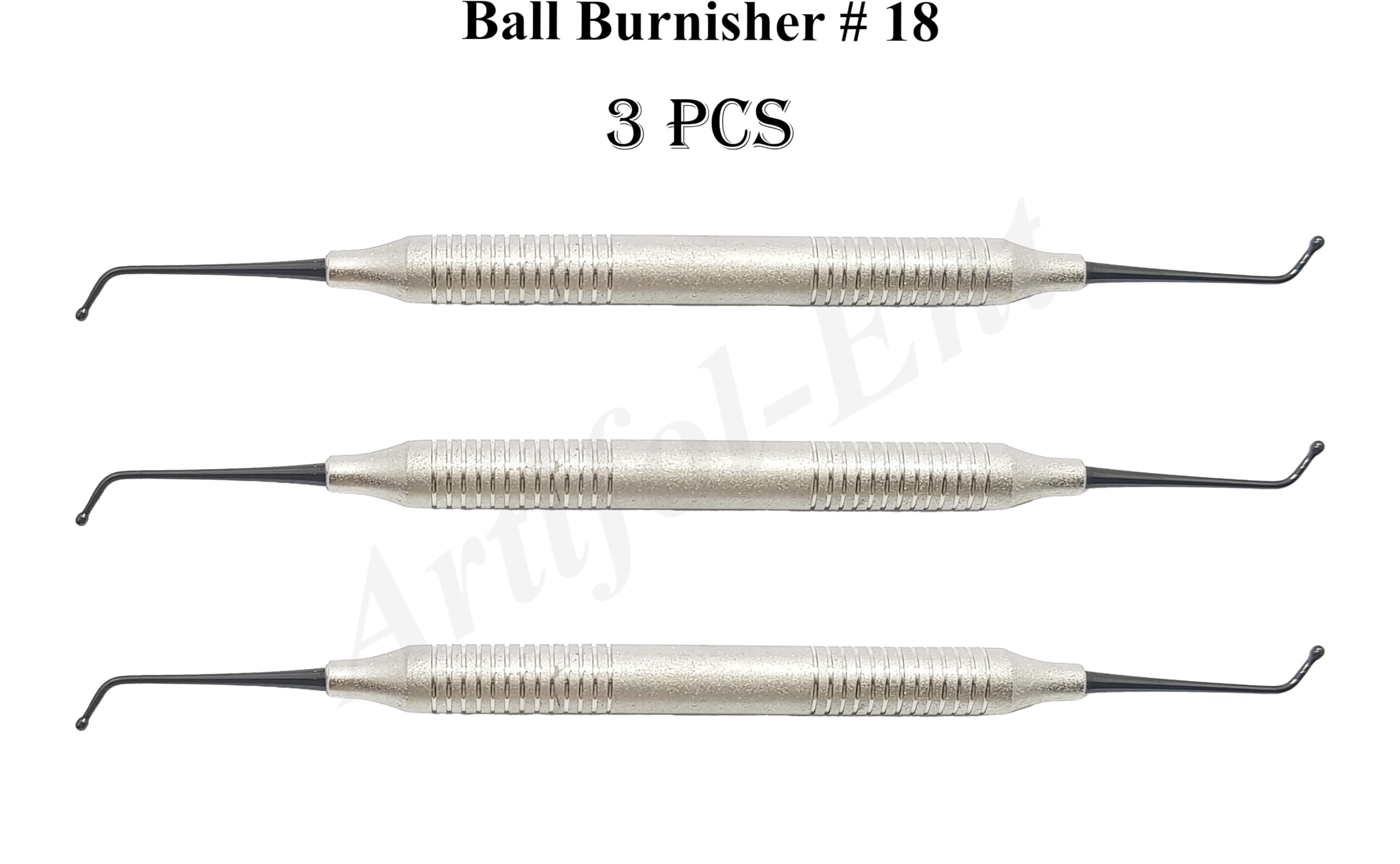 Ball Burnisher # 18 Double End Ergonomic Hollow Handle Dental Composite Filling Instrument Amalgam Restorative Set Stainless Steel 3 Pcs