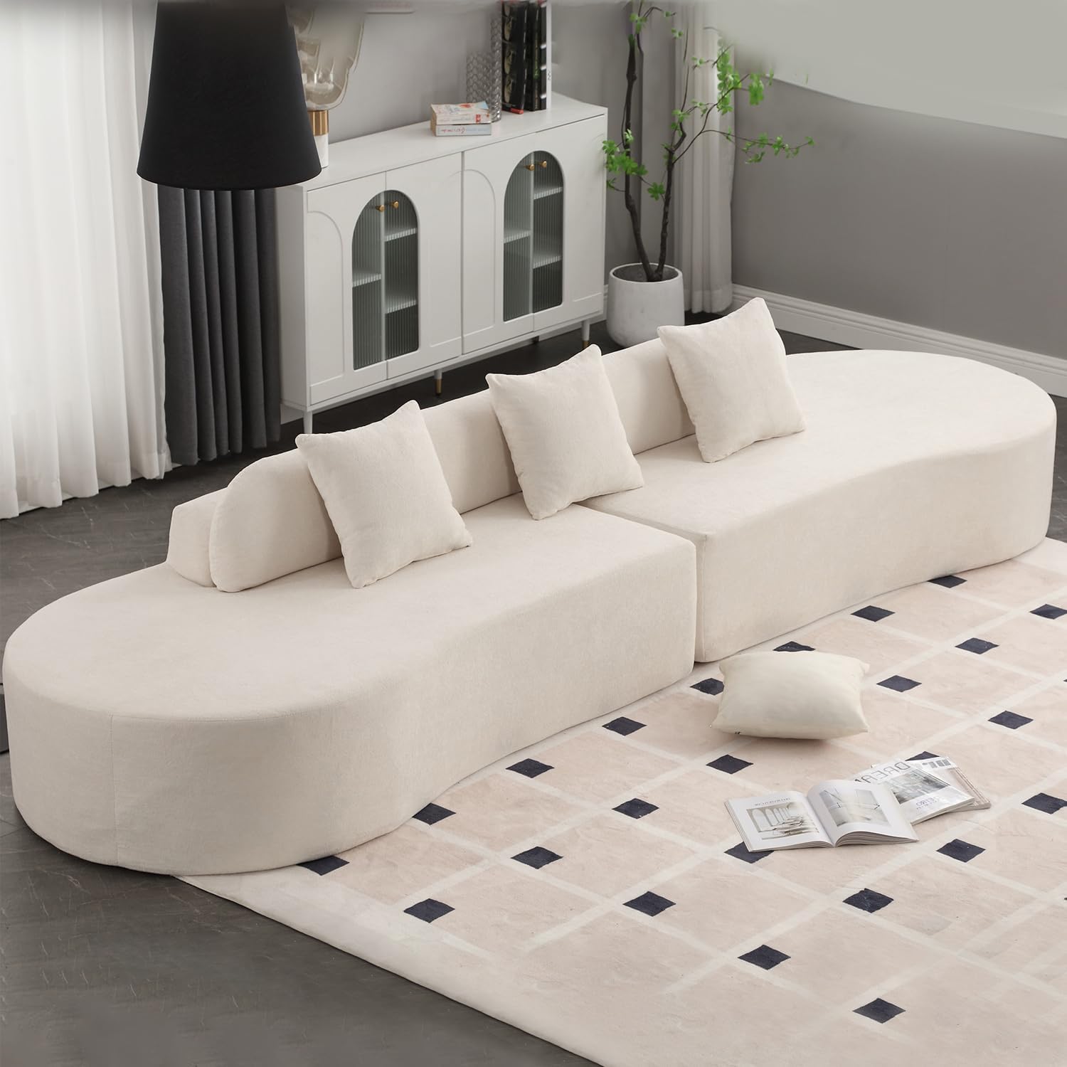 130.5” Curved Sofa for Living Room, Cloud Sectional Couch