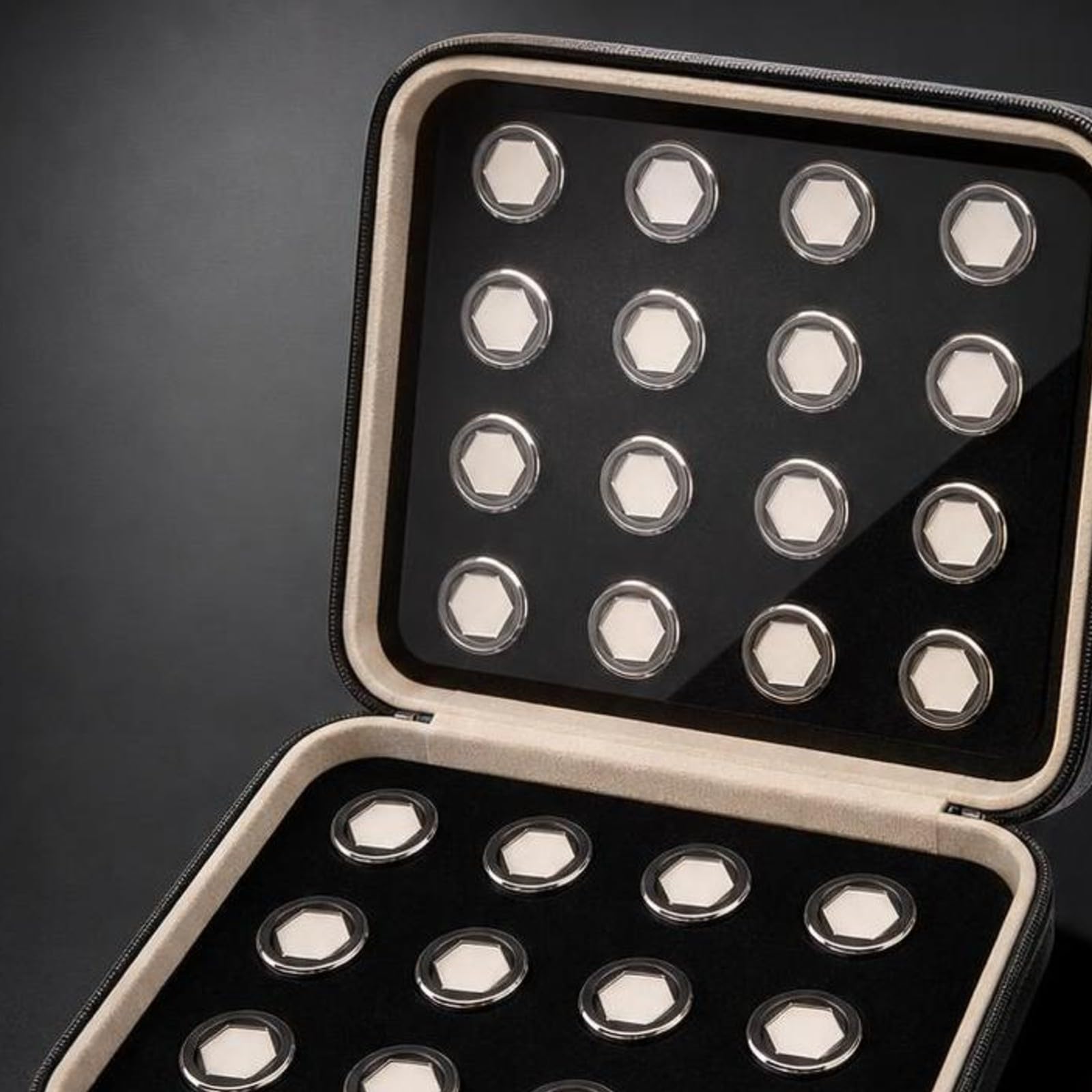 24 Piezas Caja Compartimentos, Negro, Redondo