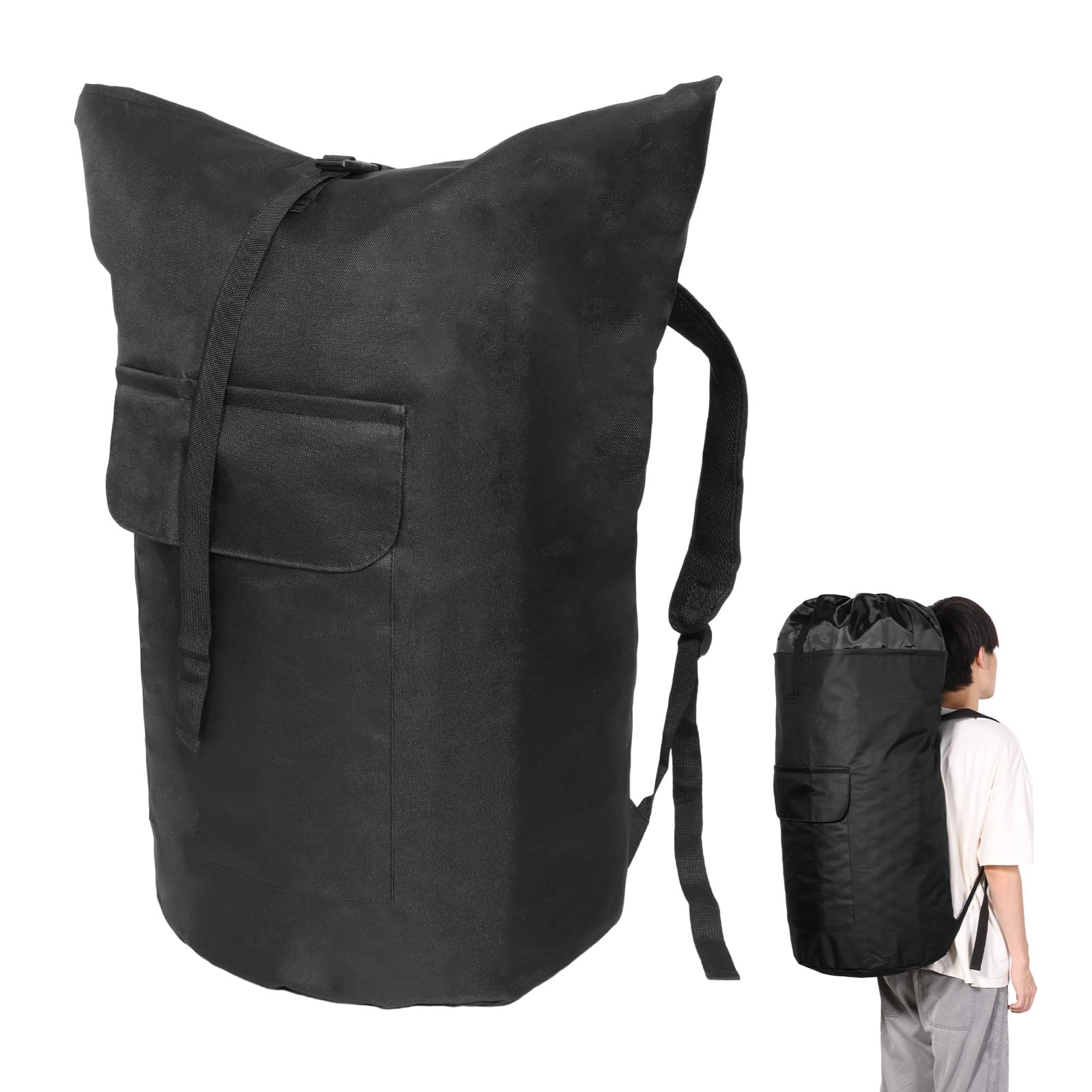 115L Extra Large Laundry Bag, 71×38×38cm Portable Travel Laundry Bags with Drawstring Closure, Oxford Dirty Clothes Backpack Bags with Shoulder Strap for Travel, Holiday, Camping, Caravan, Dormitory