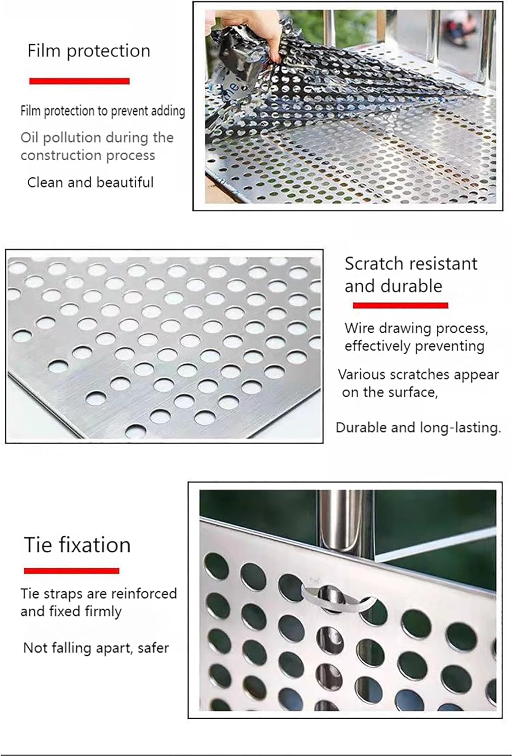 Stainless Steel Perforated Plate - Balcony Safety Net, Anti-Theft Window Guard, Fall Prevention Fence, Decorative Screen for Plants (0.5/0.8mm, 55x15x100cm)