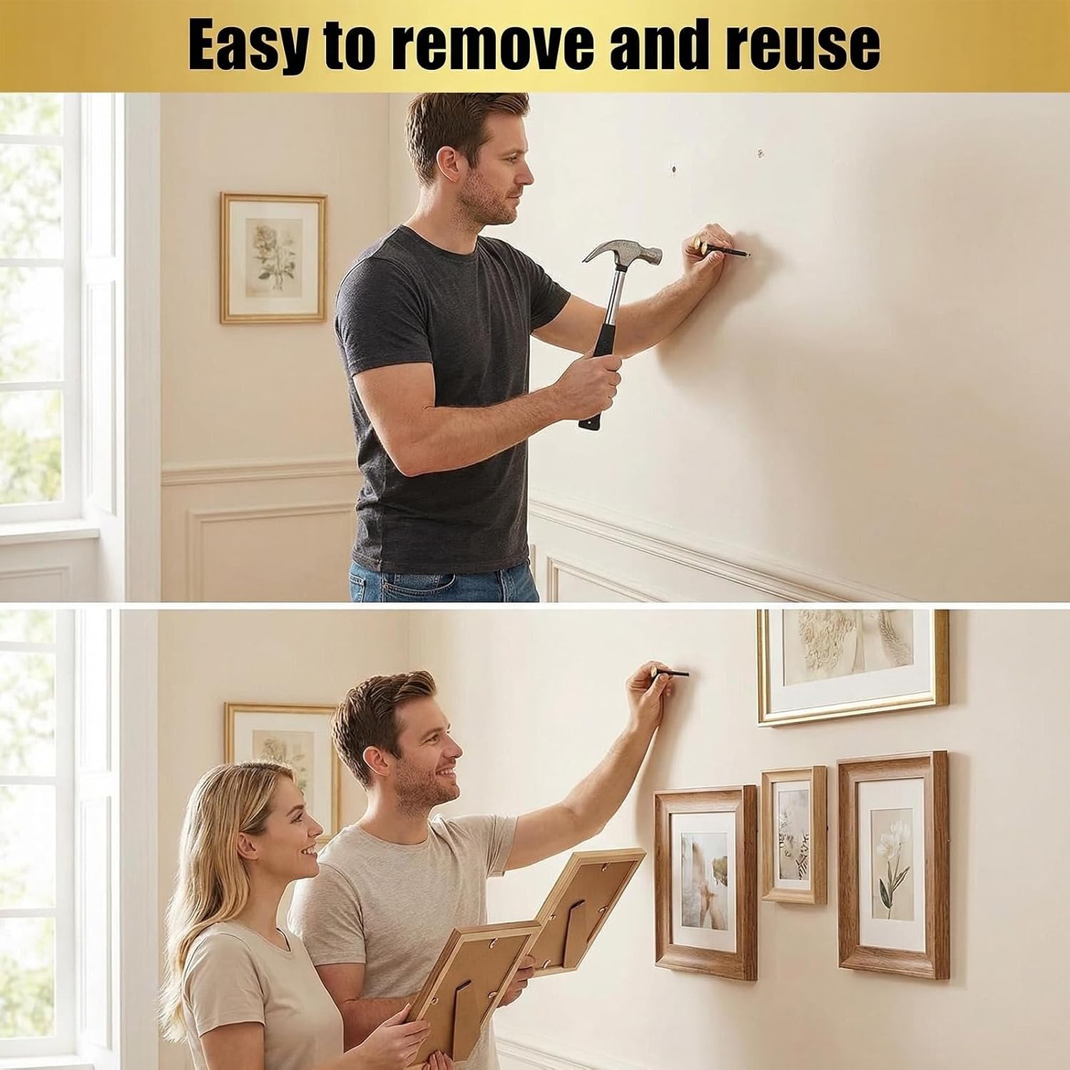 Set of 160 Steel Nails 20/25/30/40 mm, Stainless Steel Nails for Pictures, Nails for Concrete Walls with 4-Compartment Box, Picture Nails, Picture Hanging for Concrete Walls, Brick, Plaster and Wood