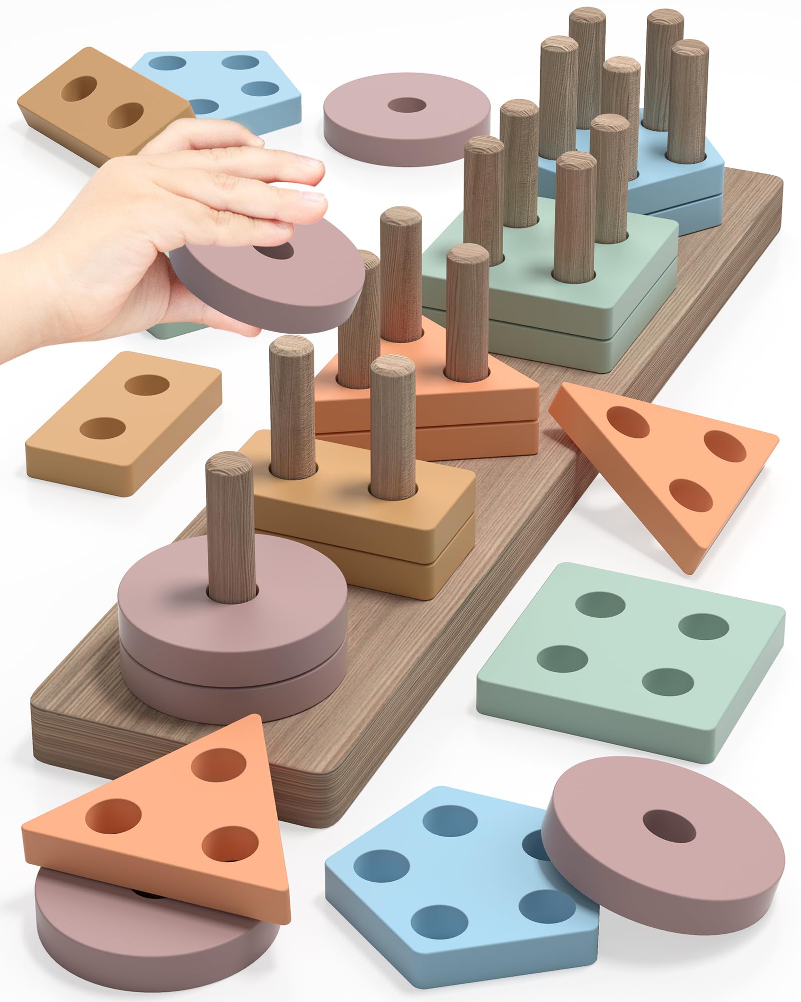 YetonamrMontessori Toys for 1 2 3 Years Old Boys Girls Birthday Gifts, Wooden Sensory Toys for Ages 2-4 Toddlers Kids Baby, Toddler Learning Toy Activities Puzzles Ages 1-3