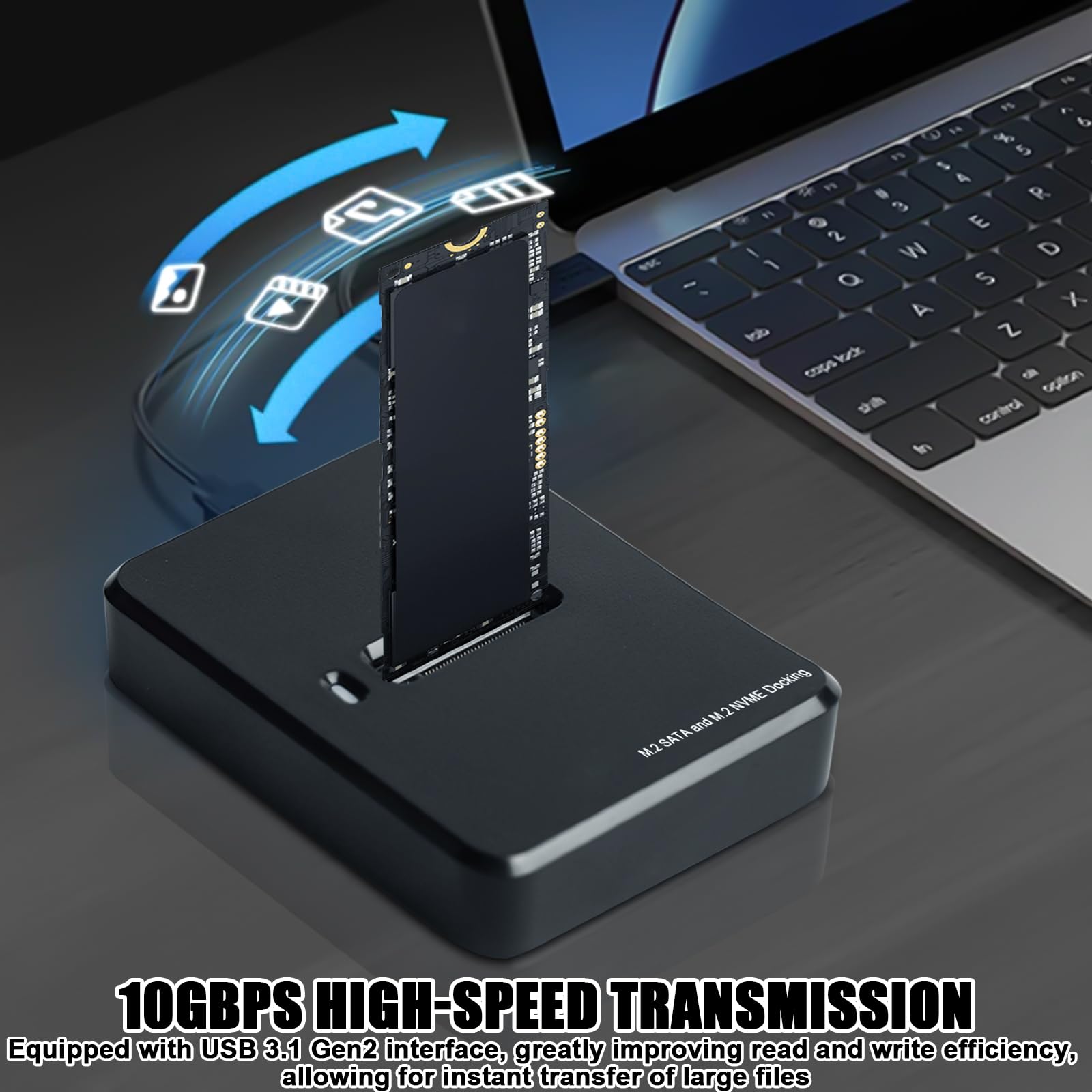 Docking station per dischi rigidi, M.2 NVME e SATA, docking station dual protocollo per 2230 2242 2260 2280 SSD, USB 3.1 Gen2 porta M-Key|B+M Key, compatibile con Windows/Mac OS/Linux