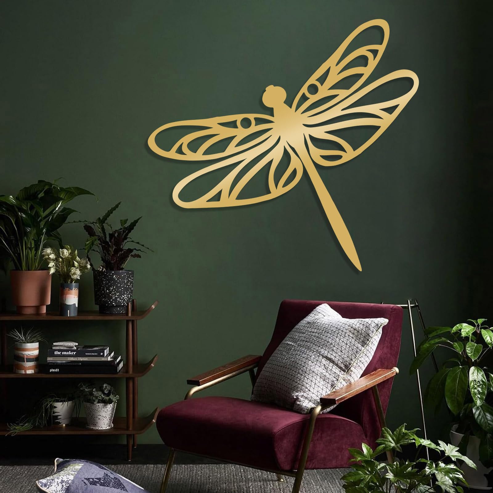 Décoration murale en métal libellule papillon nature pour ornement de maison