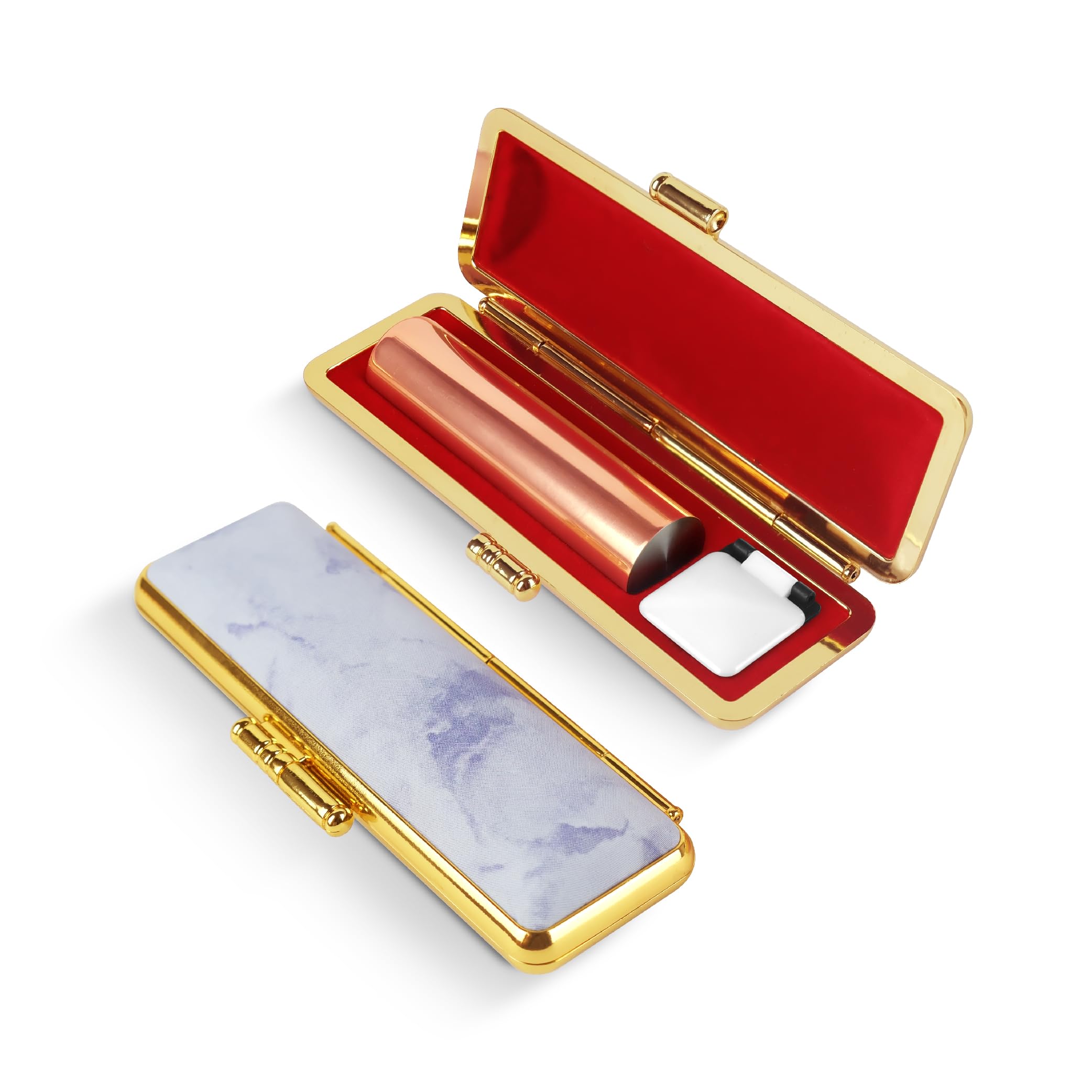 Sangou Real Signature Bank Seal Recognition Compatible Rose Gold Titanium Stamp Set with Hanko Personal Stamp Case Included Free Name Engraving High-Quality Gift Stylish Gift "With Marble Pattern : Of