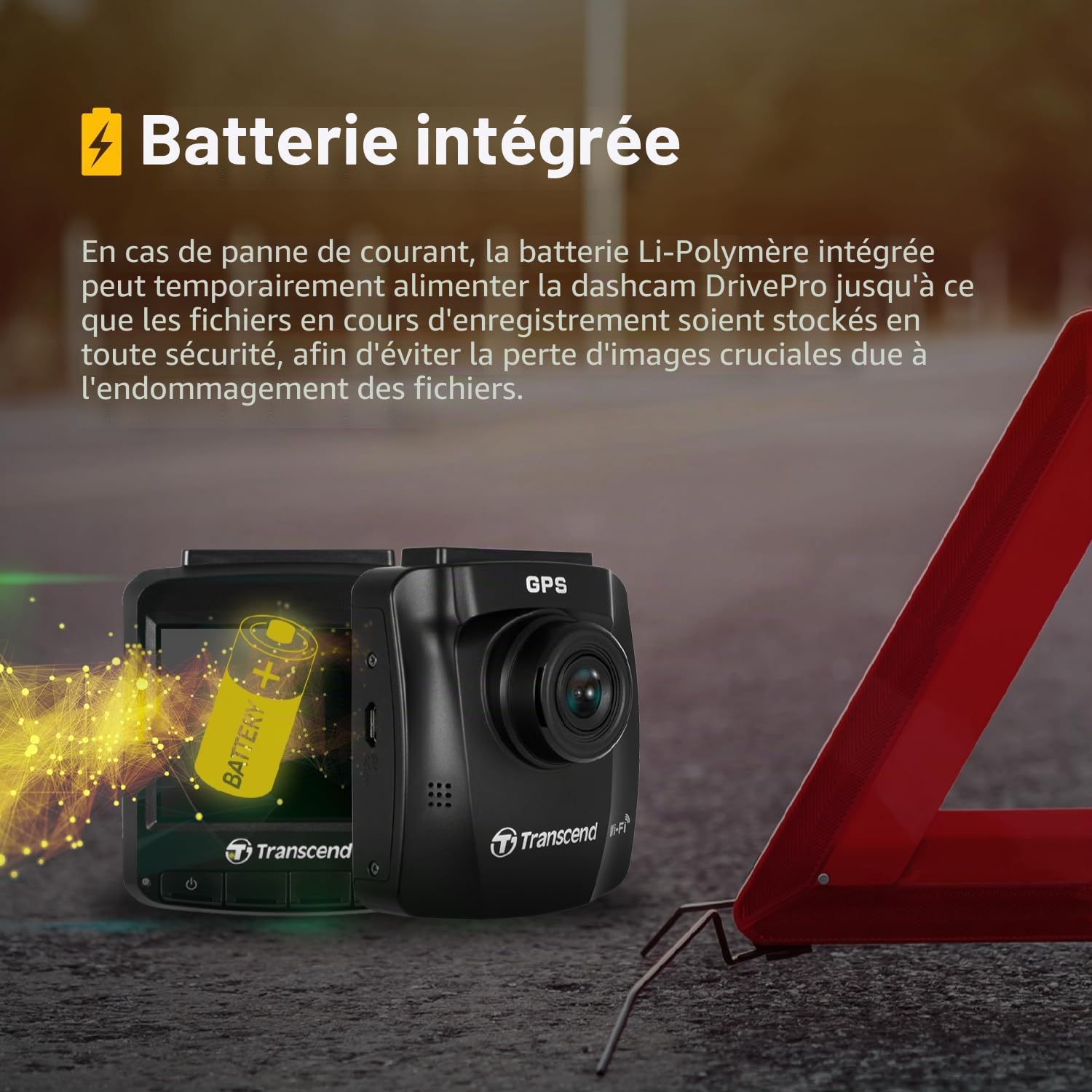 Transcend DrivePro 250 Dashcam 64GB avec GPS Angle de Vue Max - TS-DP250A-64G